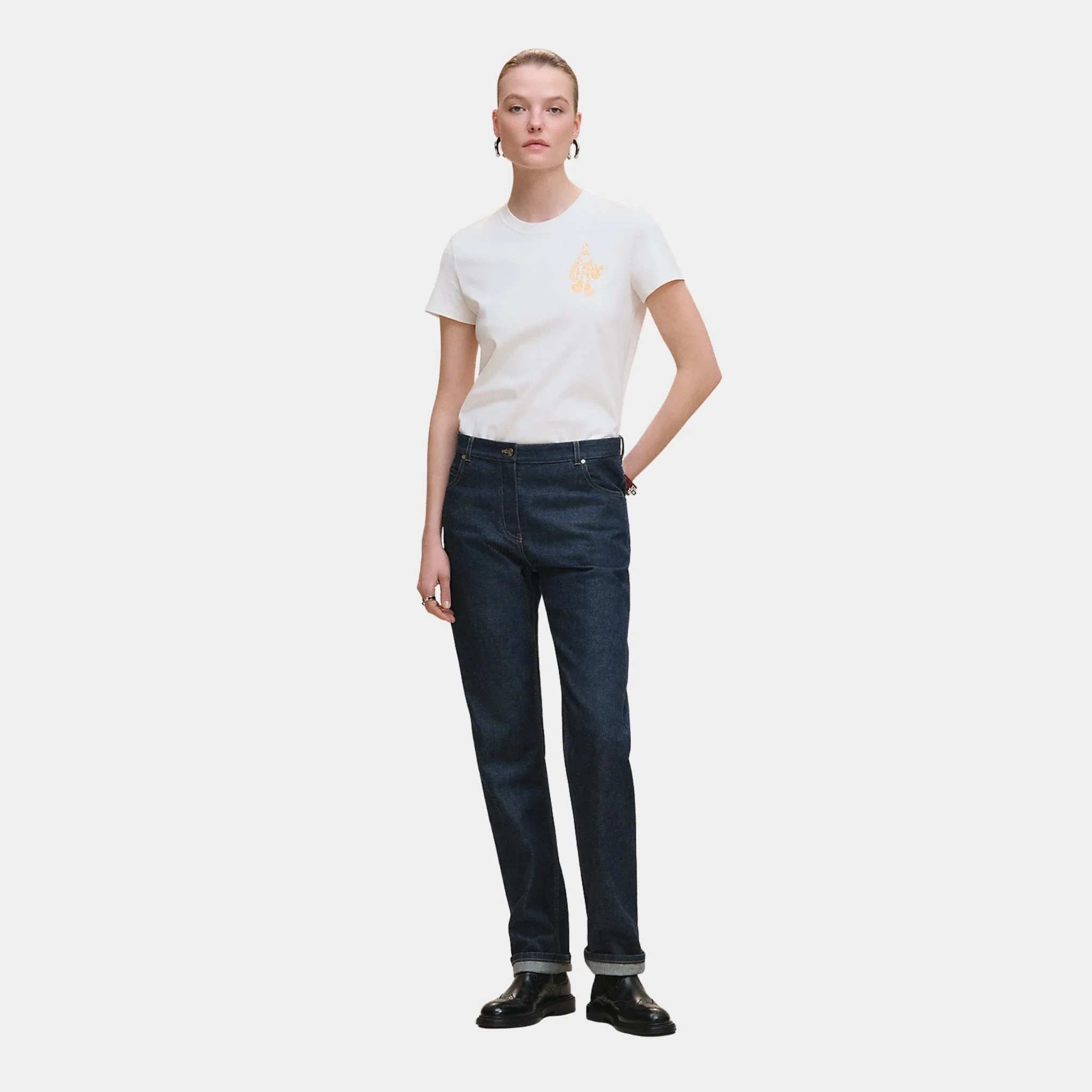 Printed Straight T-shirt in Plain Jersey - Image 3