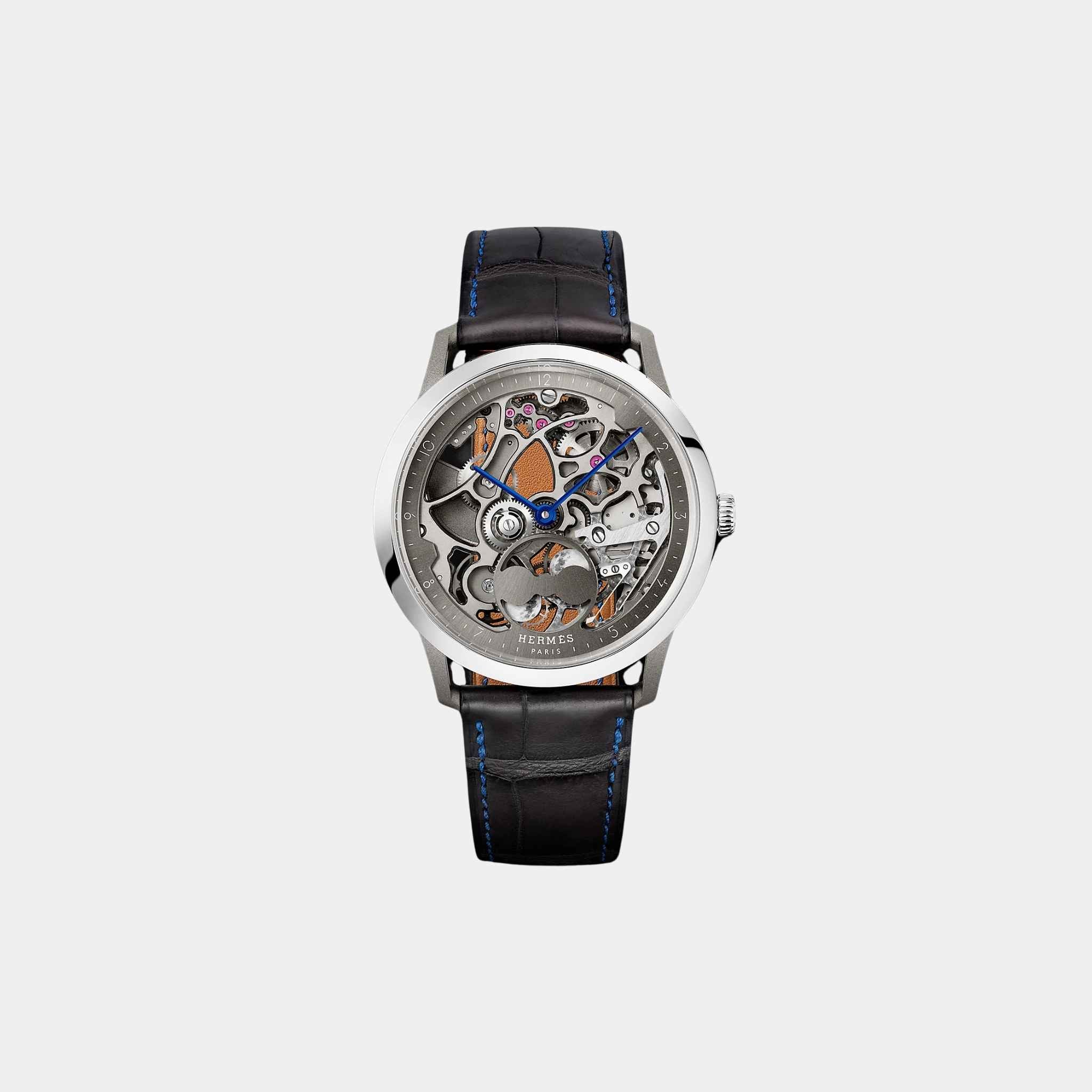 Slim d'Hermes Squelette Lune 39.5 mm Titanium-Platinum Watch