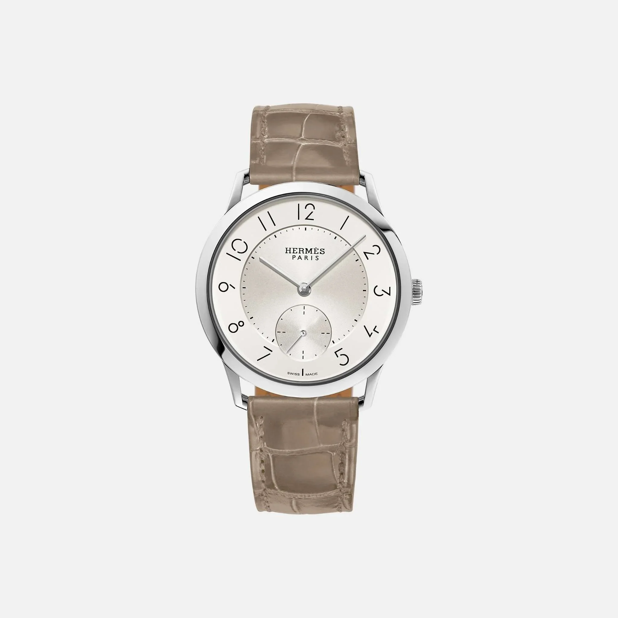 Slim Watch 39.5mm Matte Etoupe Alligator Strap