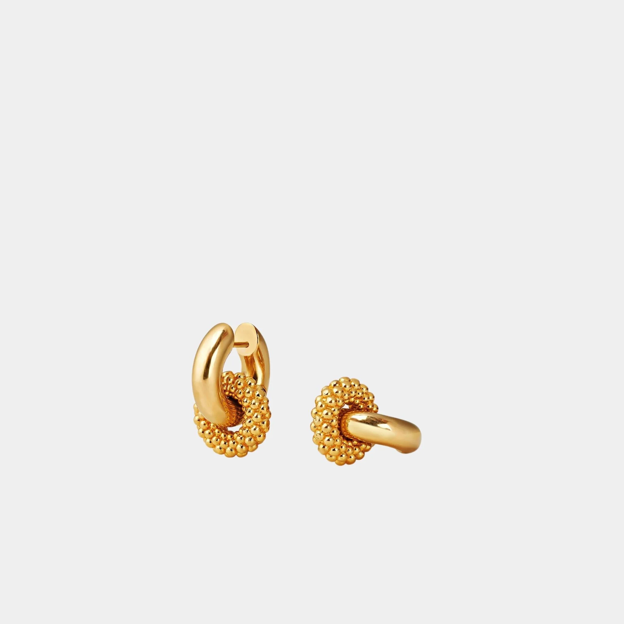 Bubble Double Hoop Earrings Brass - Image 2