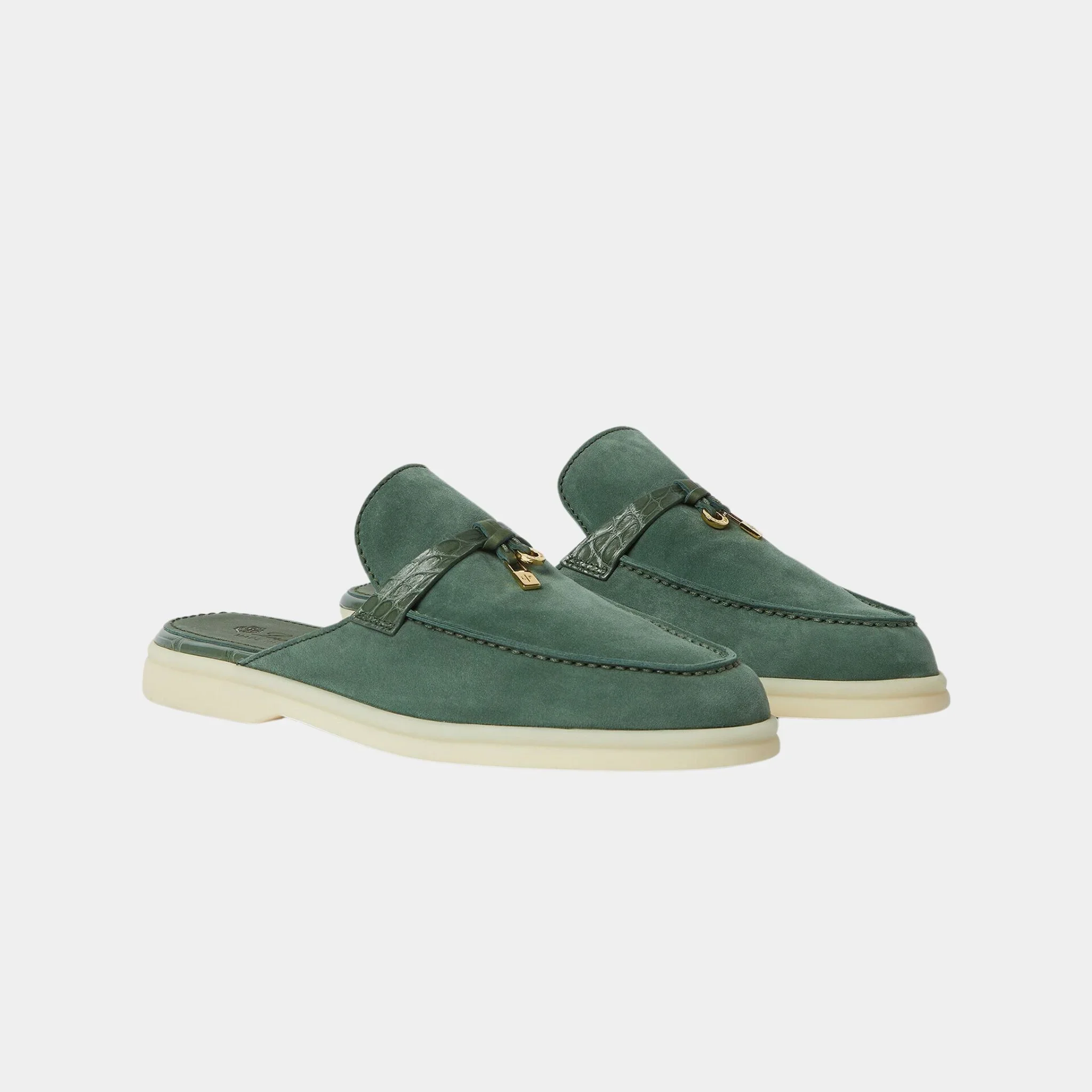 Charms Walk Babouche Loafer Suede With Alligator Saddles - Image 3