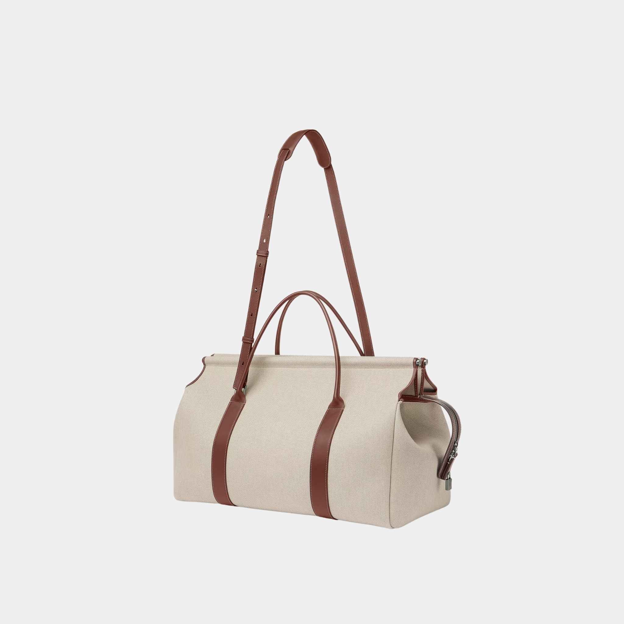 Loom Weekender Bag L42 Cotton-Linen And Calfskin - Image 2