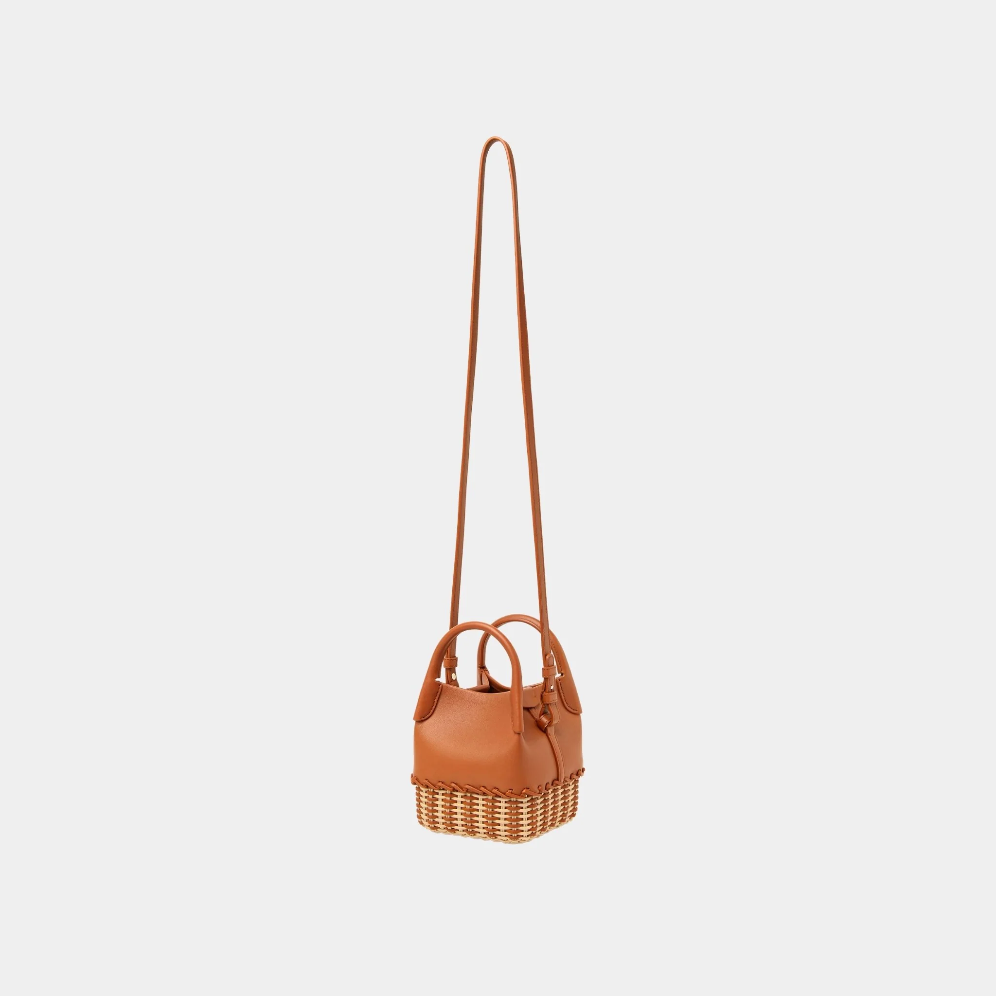 Micro Bale Bag Calfskin-Wicker With Cotton-Linen Lining - Image 2