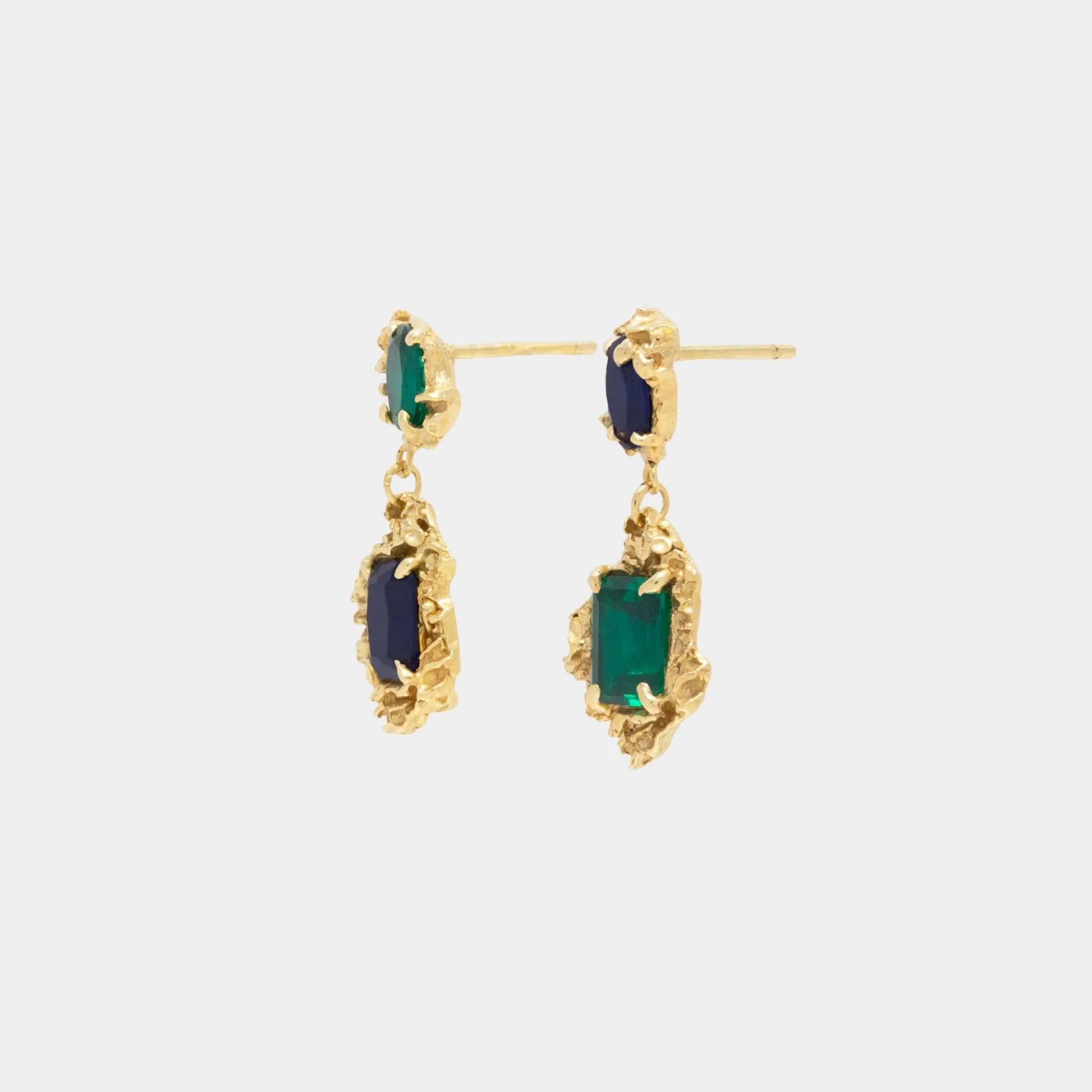 Rina Sapphire Emerald Earrings - Image 2