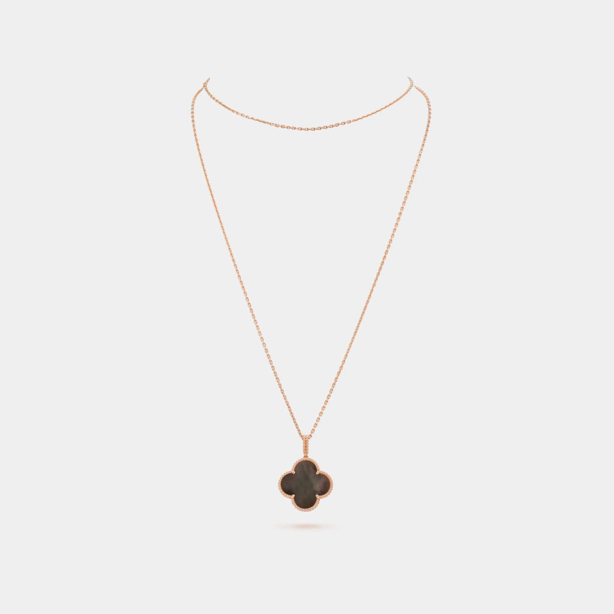 Magic Alhambra Long Necklace 1 Motif Rose Gold Mother Of Pearl