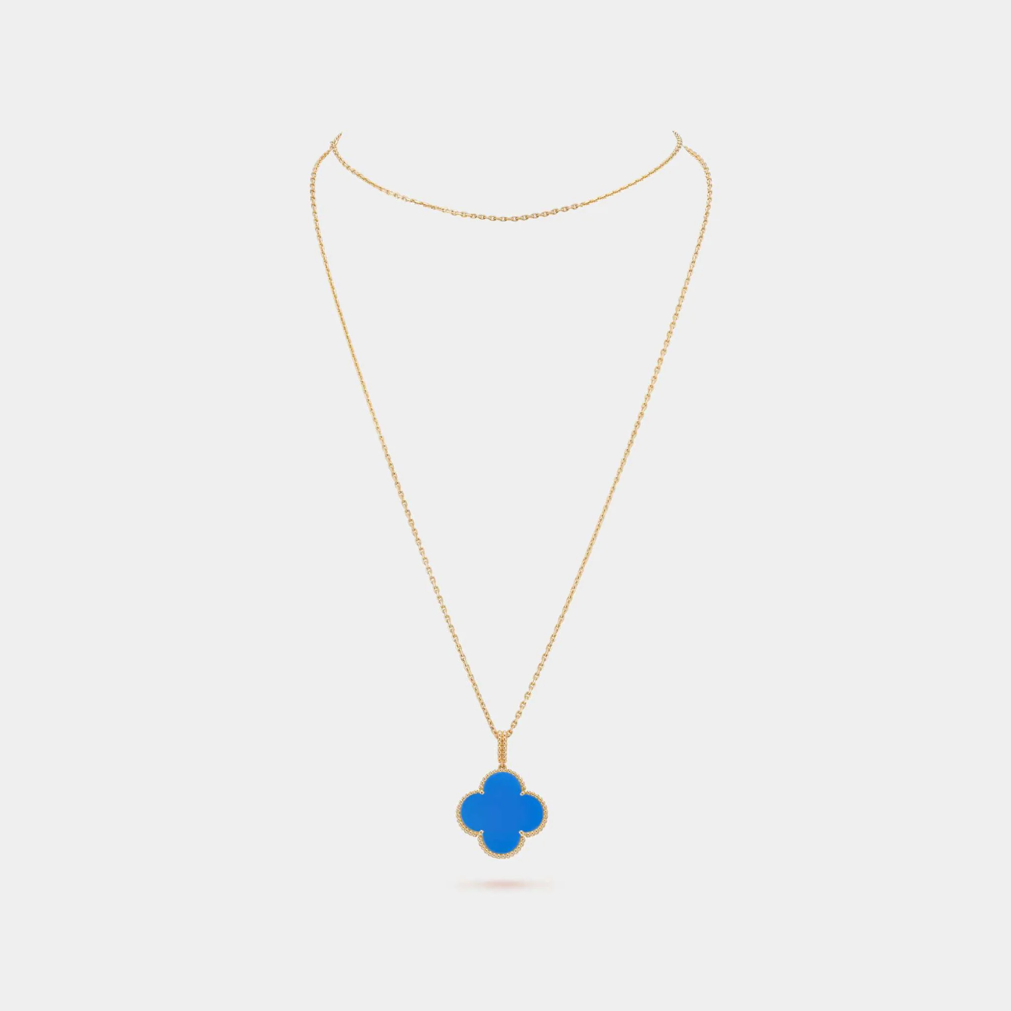 Magic Alhambra Long Necklace 1 motif Yellow Gold Agate