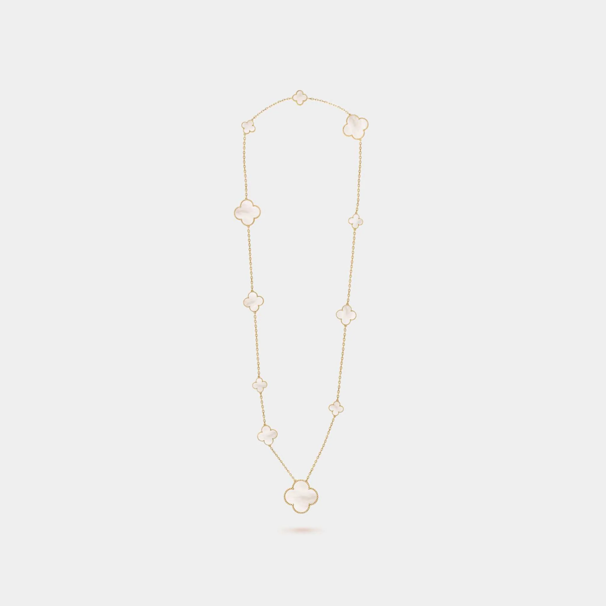 Magic Alhambra Long Necklace 11 Motifs Yellow Gold Mother Of Pearl
