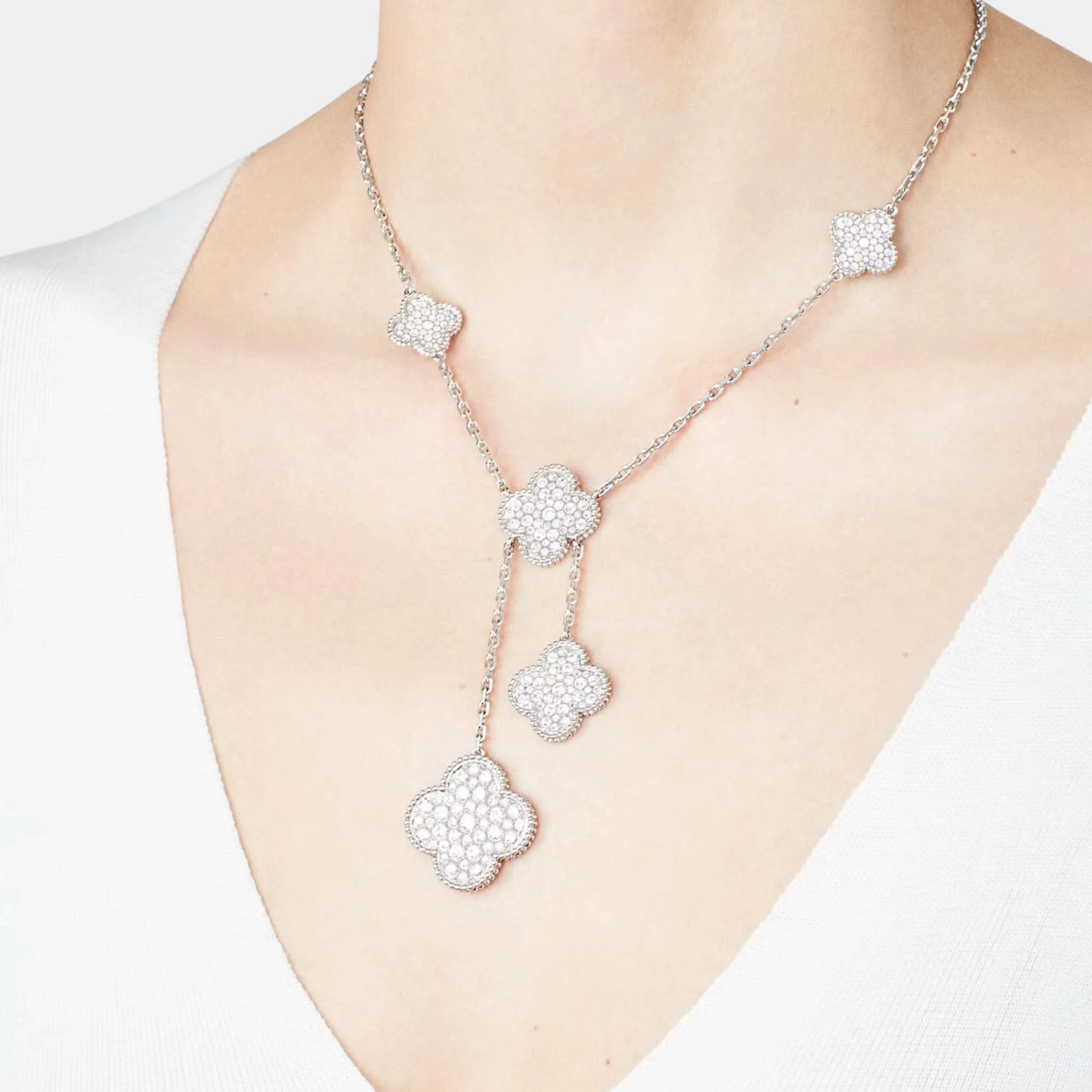 Magic Alhambra Necklace 6 Motifs White Gold Diamond - Image 2