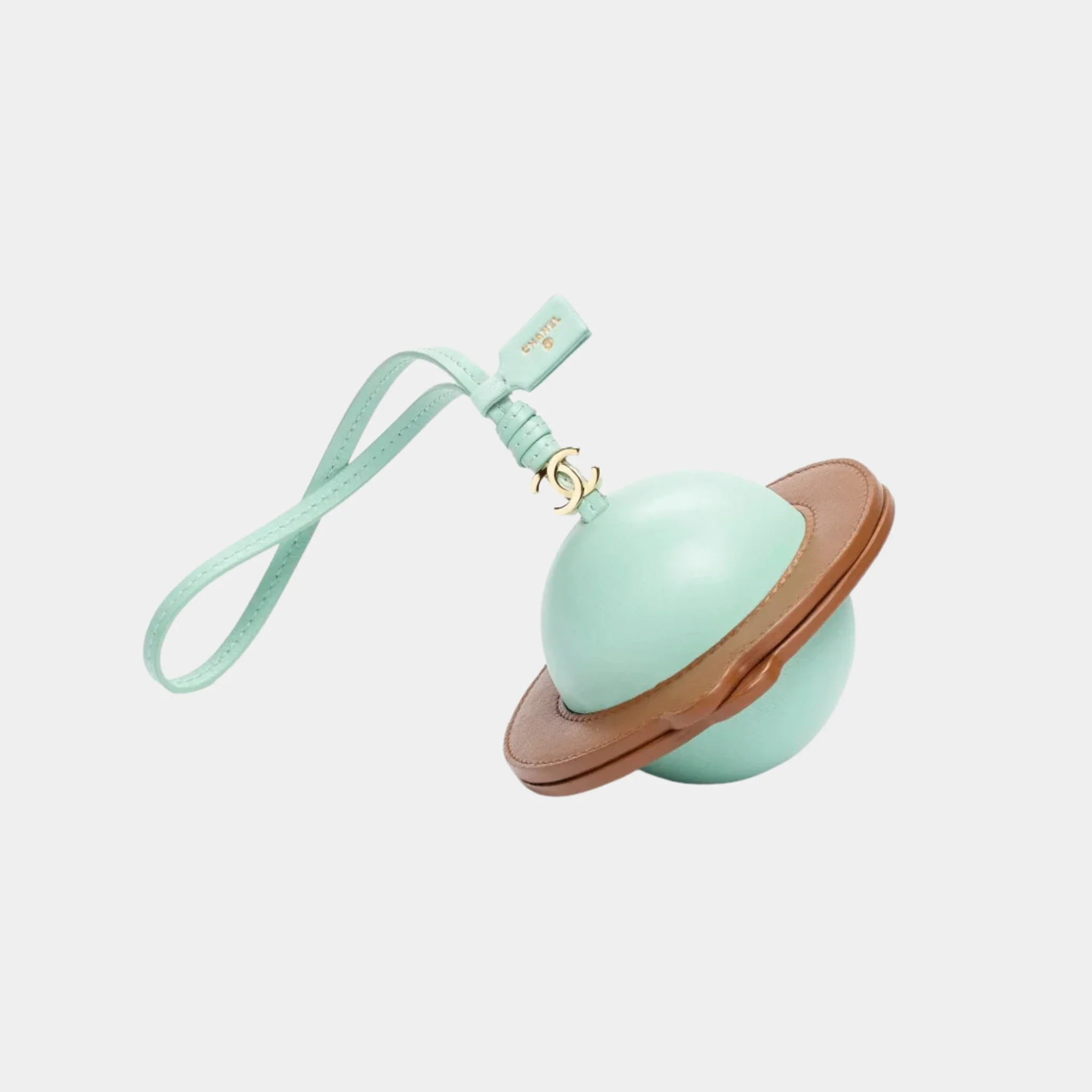 Mini Bag Charm in Green & Camel Lambskin