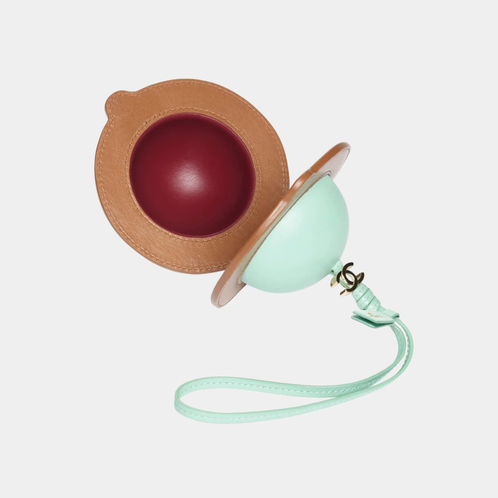 Mini Bag Charm in Green & Camel Lambskin - Image 2
