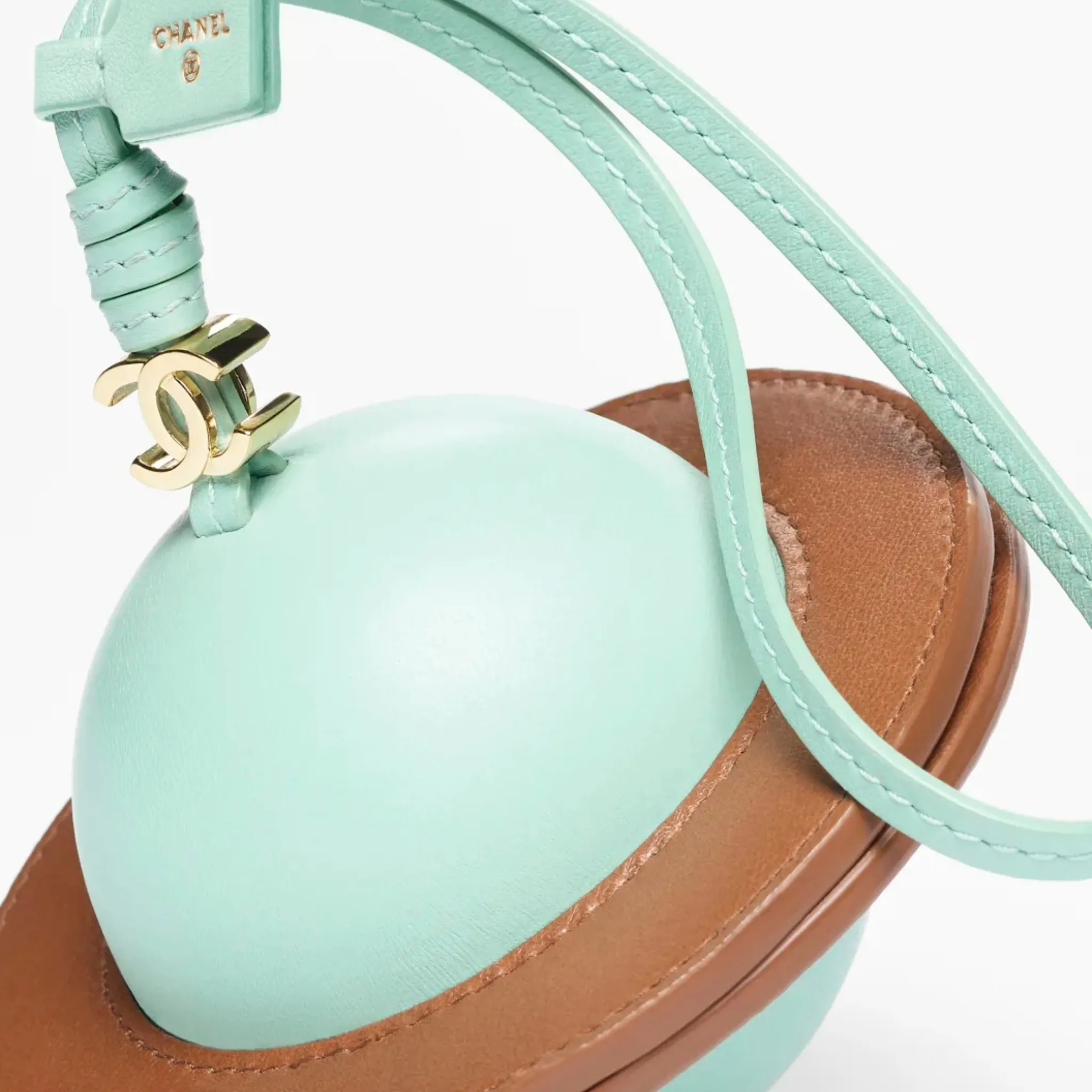 Mini Bag Charm in Green & Camel Lambskin - Image 3