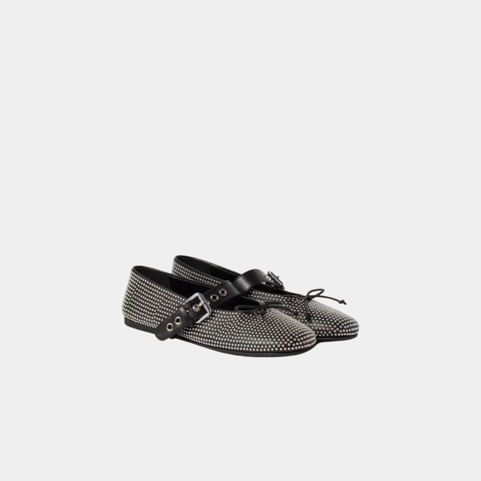 Calf Leather Ballerina Flats With Studs - Image 3