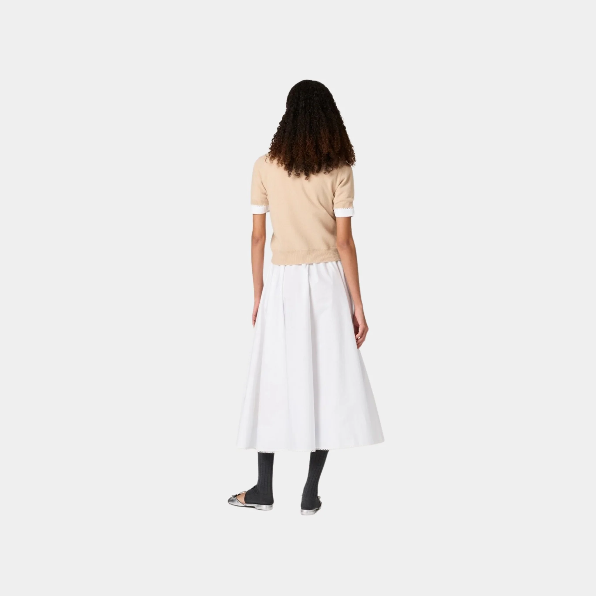 Embroidered Cashmere Short Sleeve Cardigan - Image 2