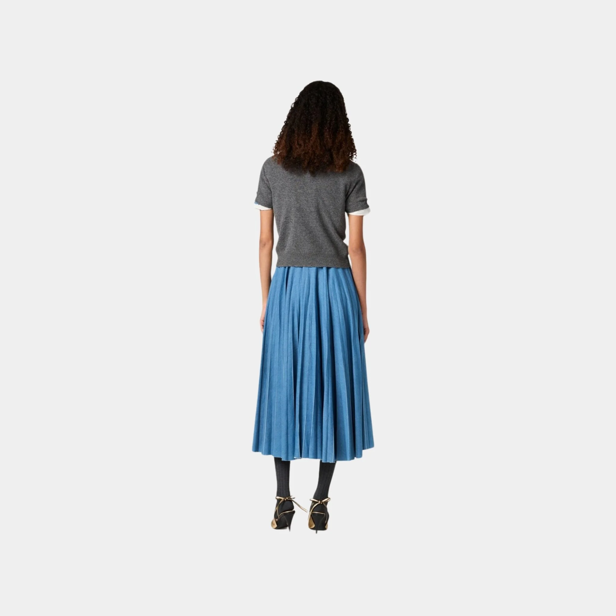 Embroidered Cashmere Short Sleeve Cardigan - Image 4