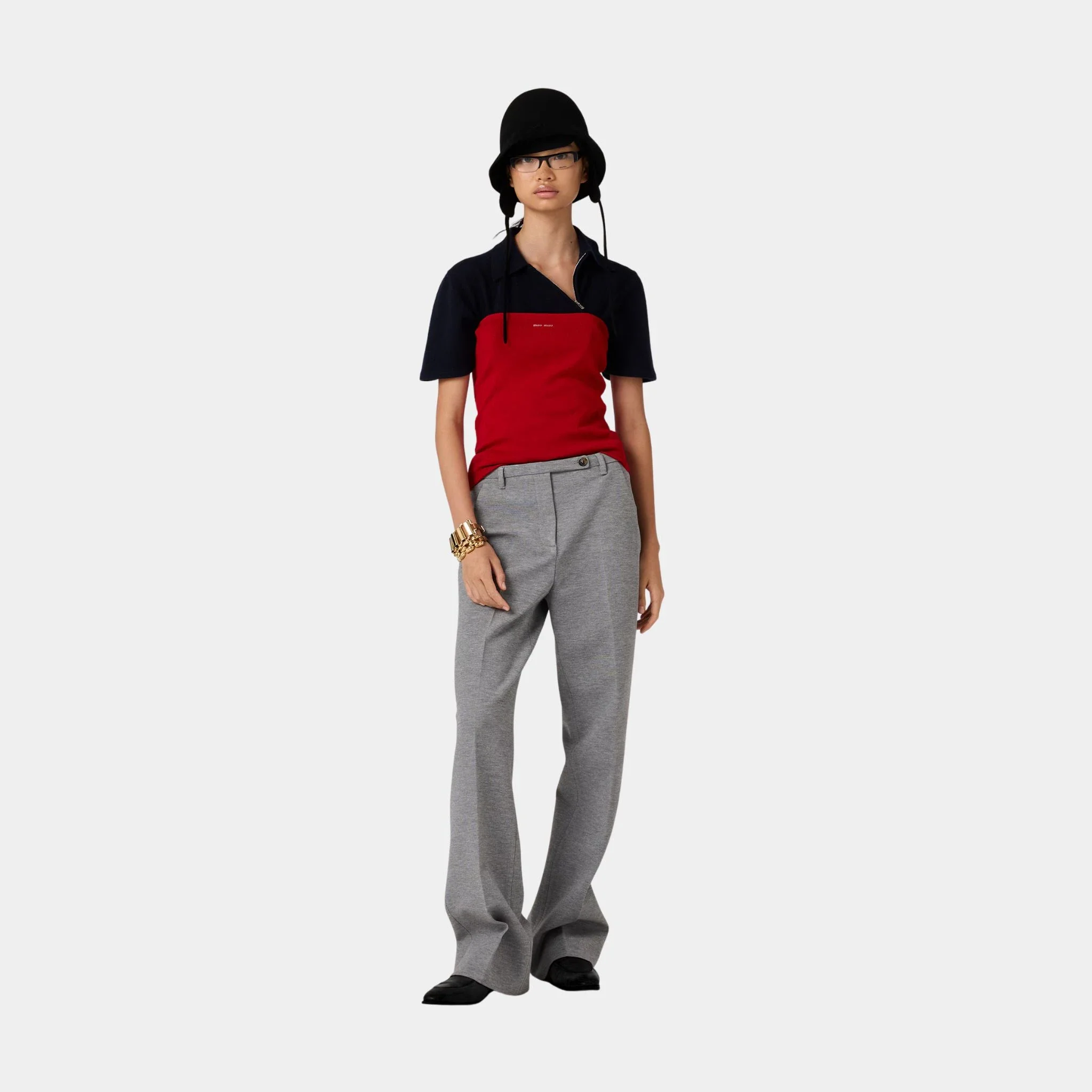 Fabric Stitch Knit Pants with Button - Image 2