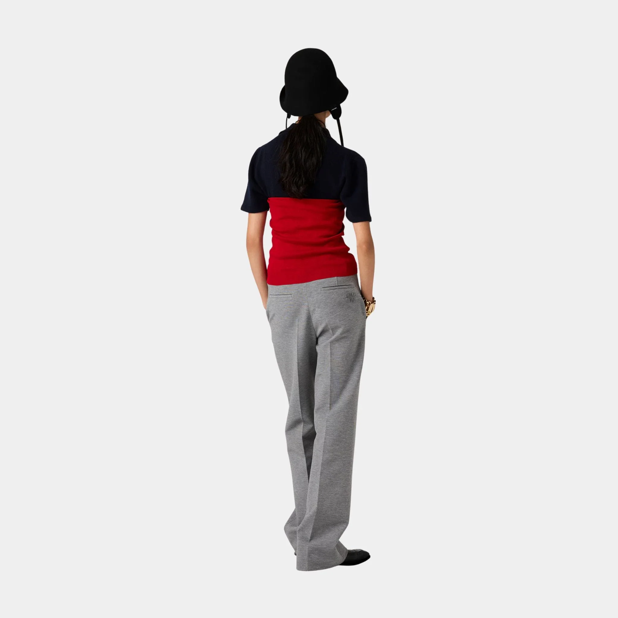 Fabric Stitch Knit Pants with Button - Image 3