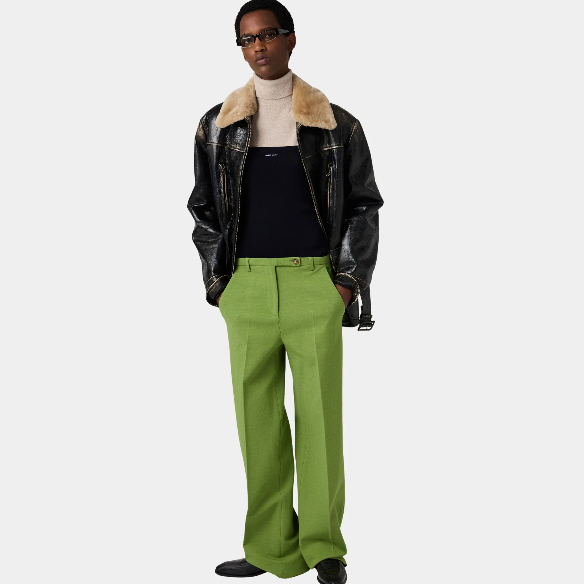 Fabric Stitch Knit Pants with Button - Image 5