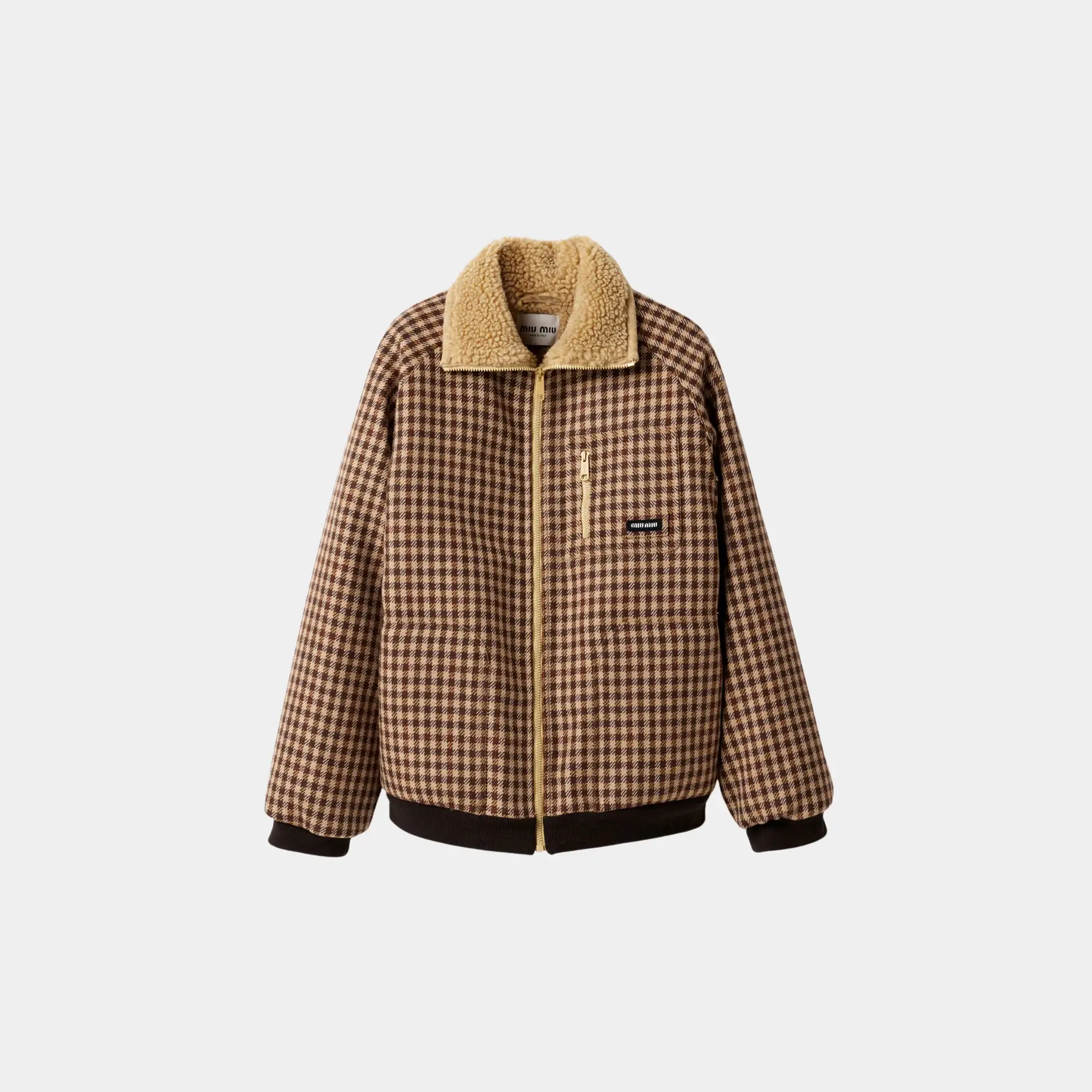 Fleece-lined Checked Blouson Jacket