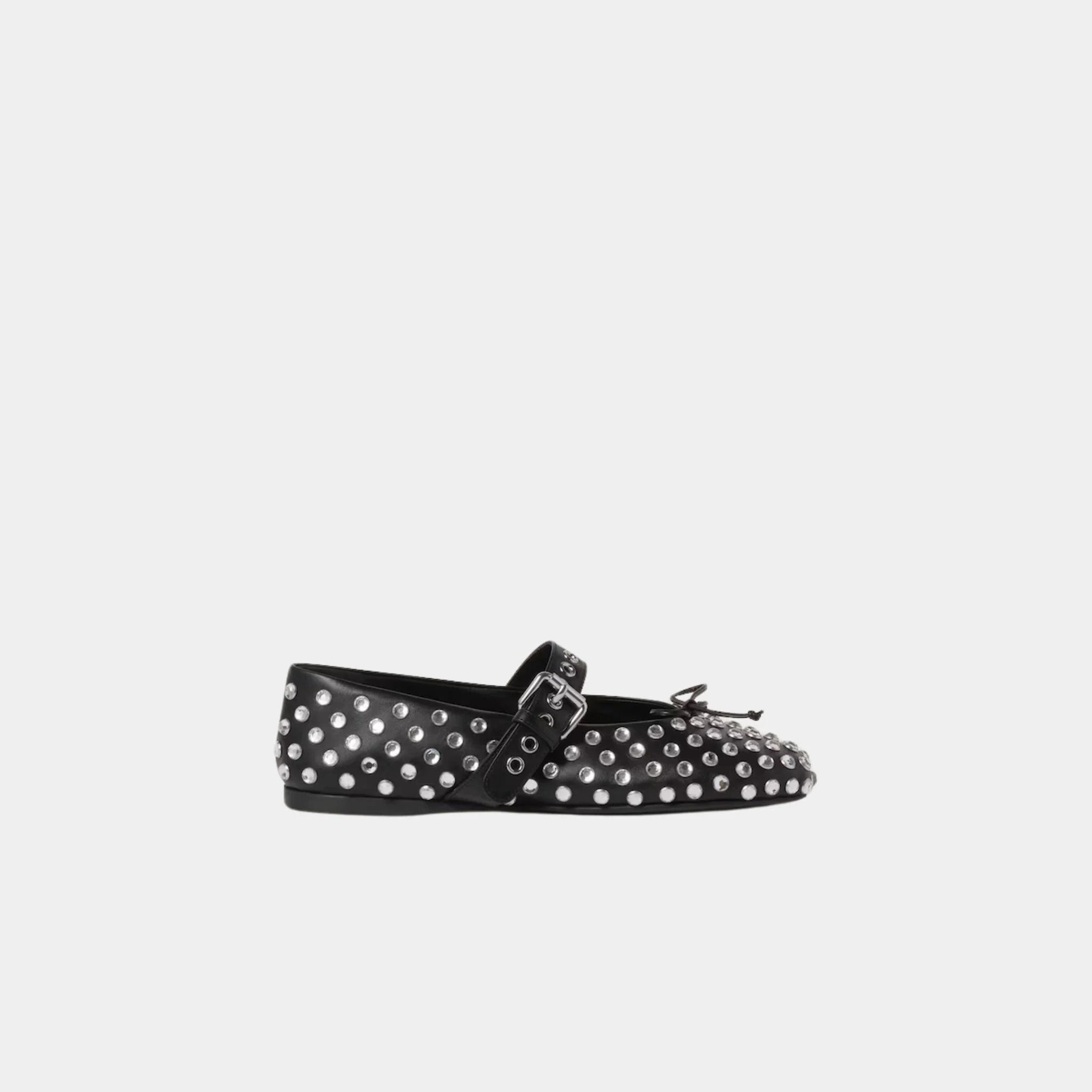 Leather Ballerinas With Artificial Crystals