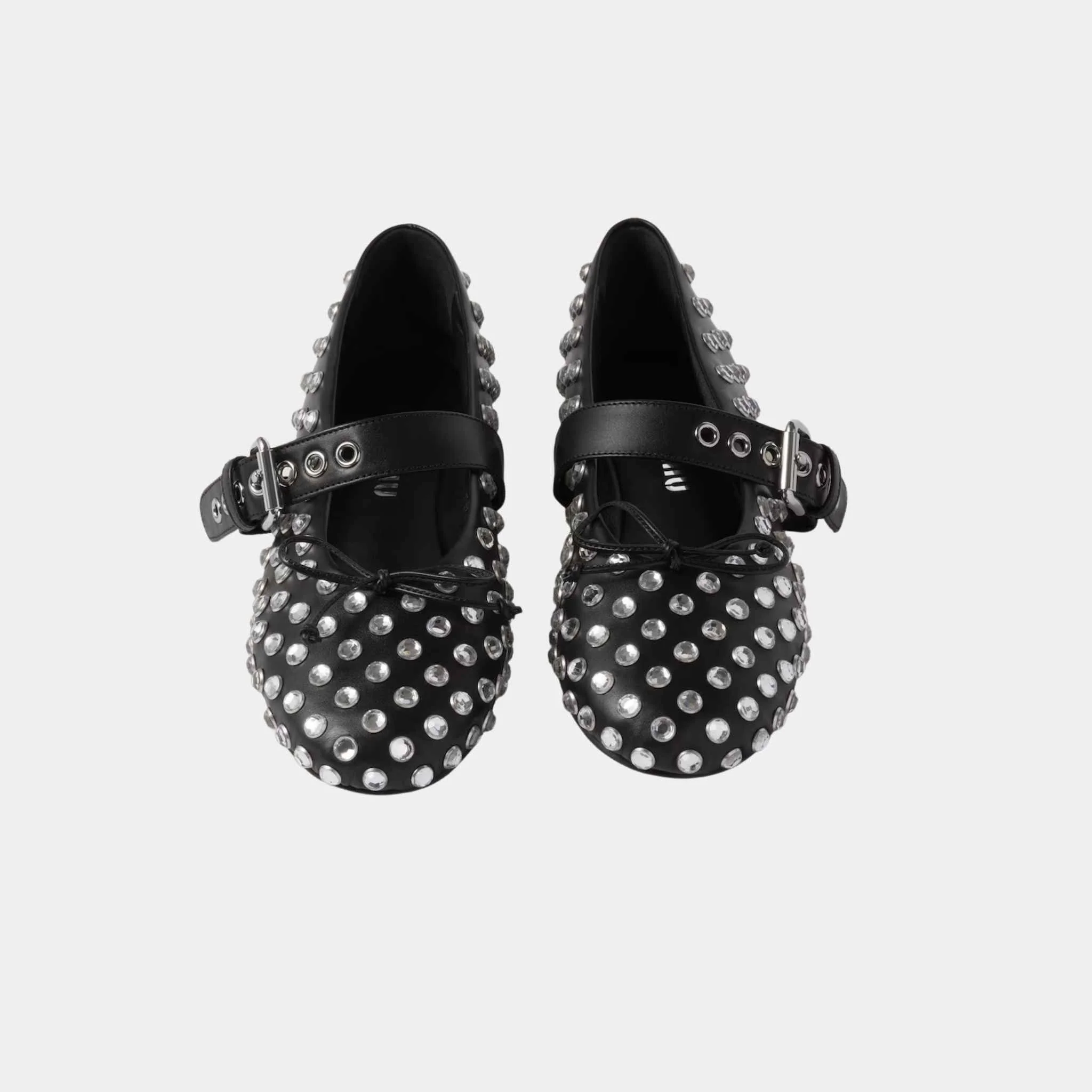 Leather Ballerinas With Artificial Crystals - Image 3