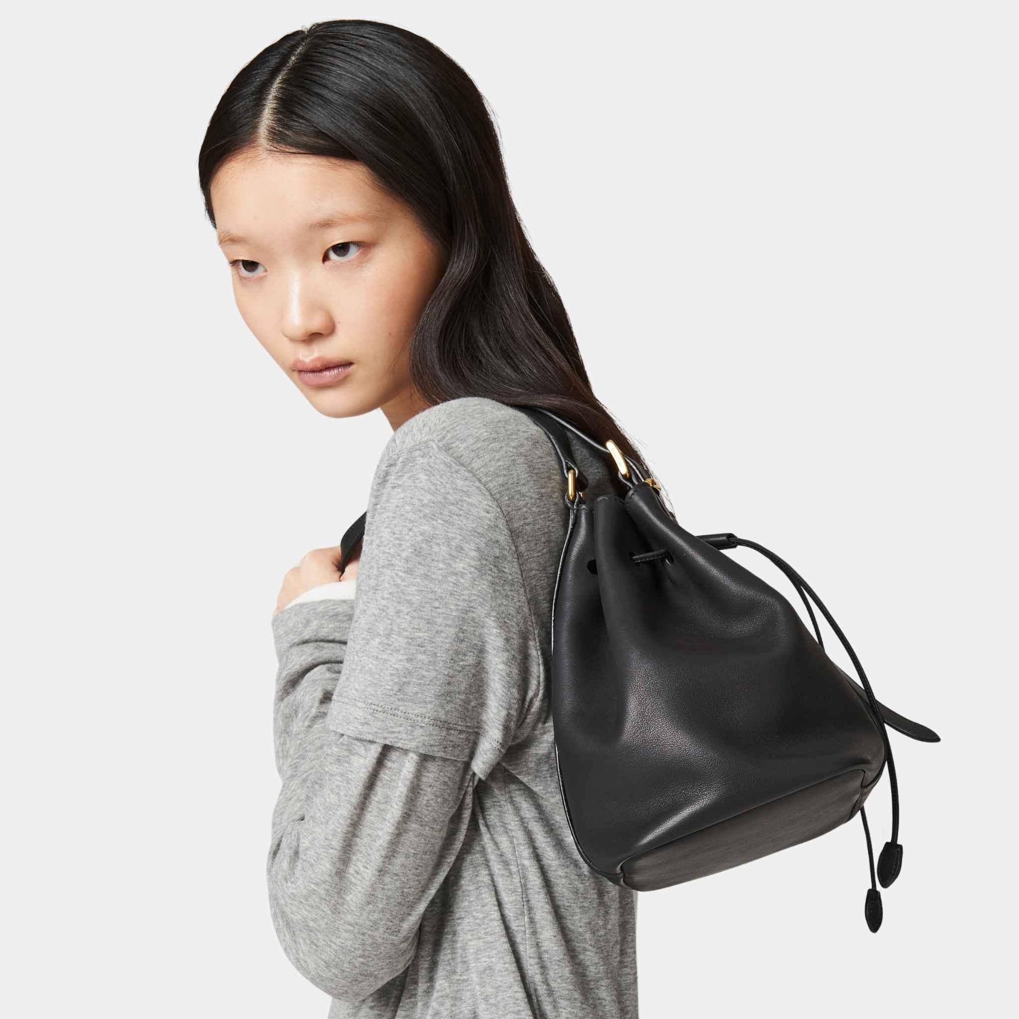 Leather Bucket Bag - Image 4