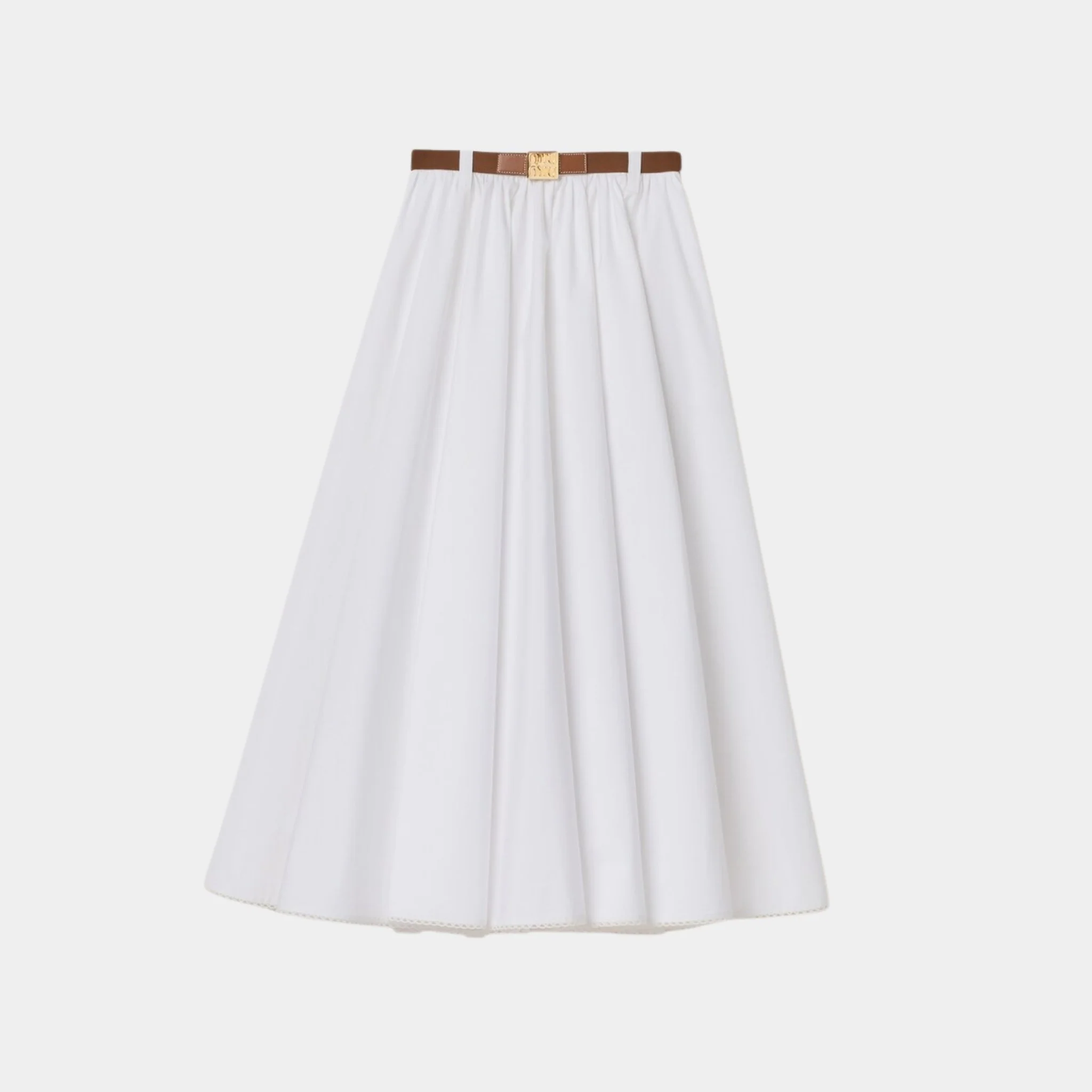 Long Poplin Skirt With Belt - Image 3