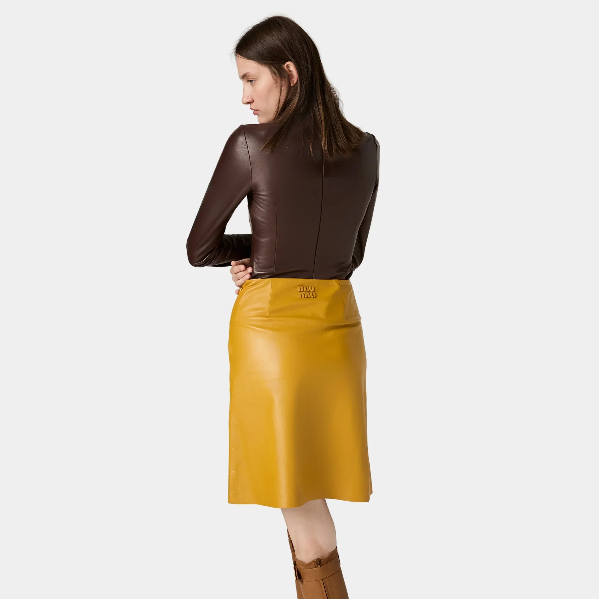 Long-sleeved Nappa Leather Top with Buckle - Image 2
