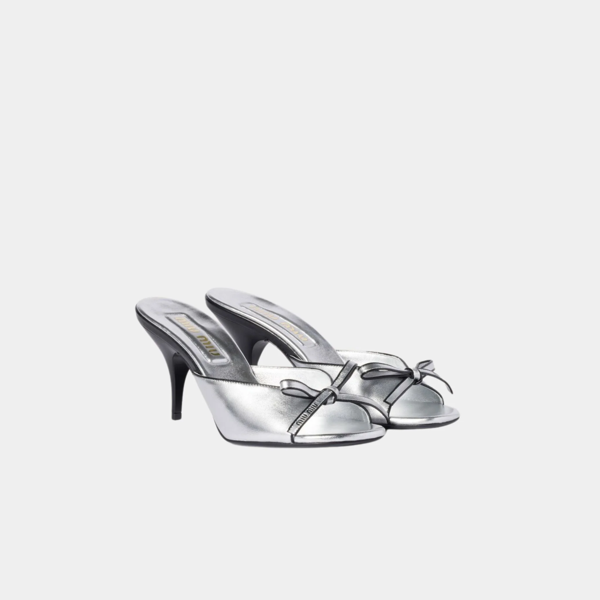 Mordoré Nappa Leather Heeled Sandals with Bow - Image 2