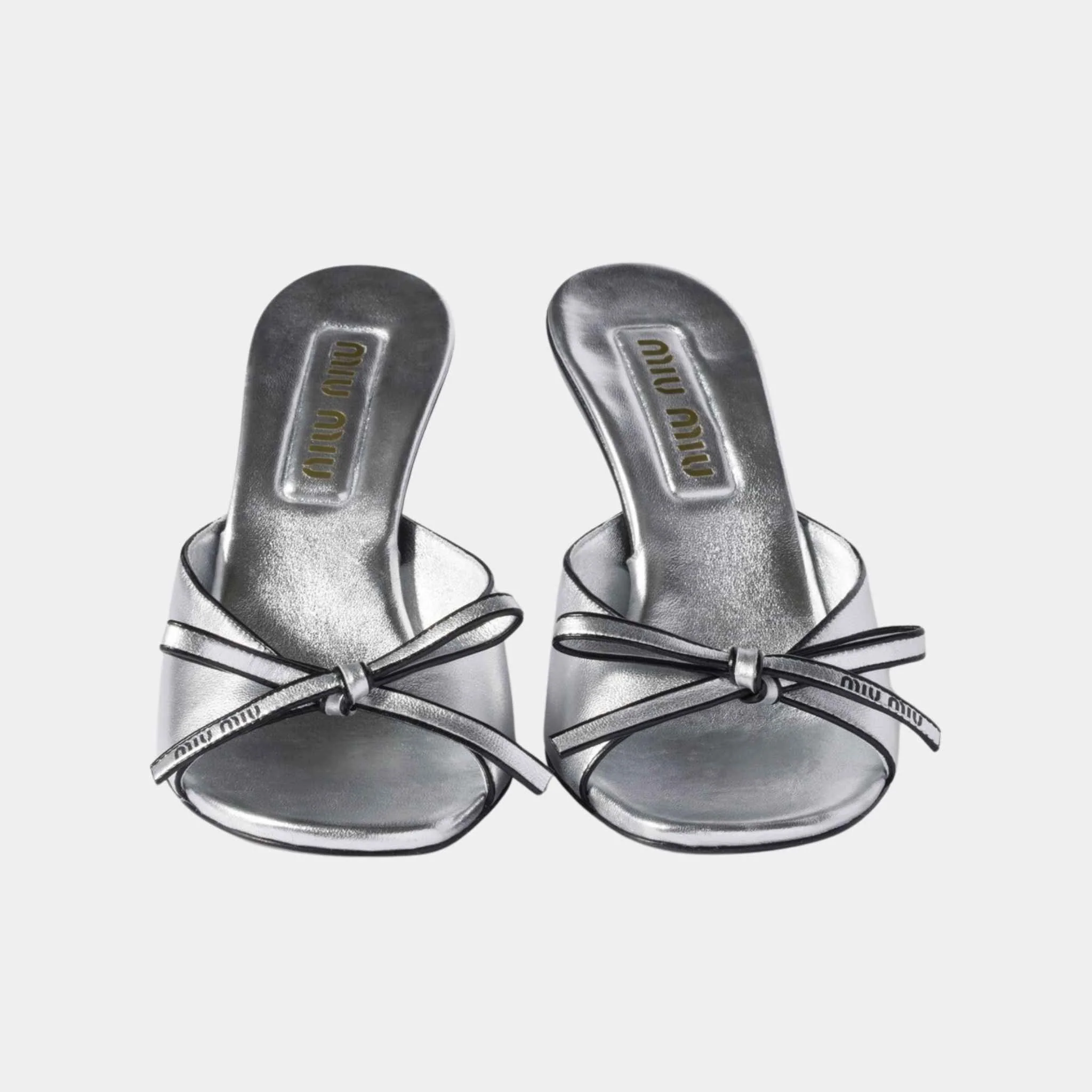 Mordoré Nappa Leather Heeled Sandals with Bow - Image 3