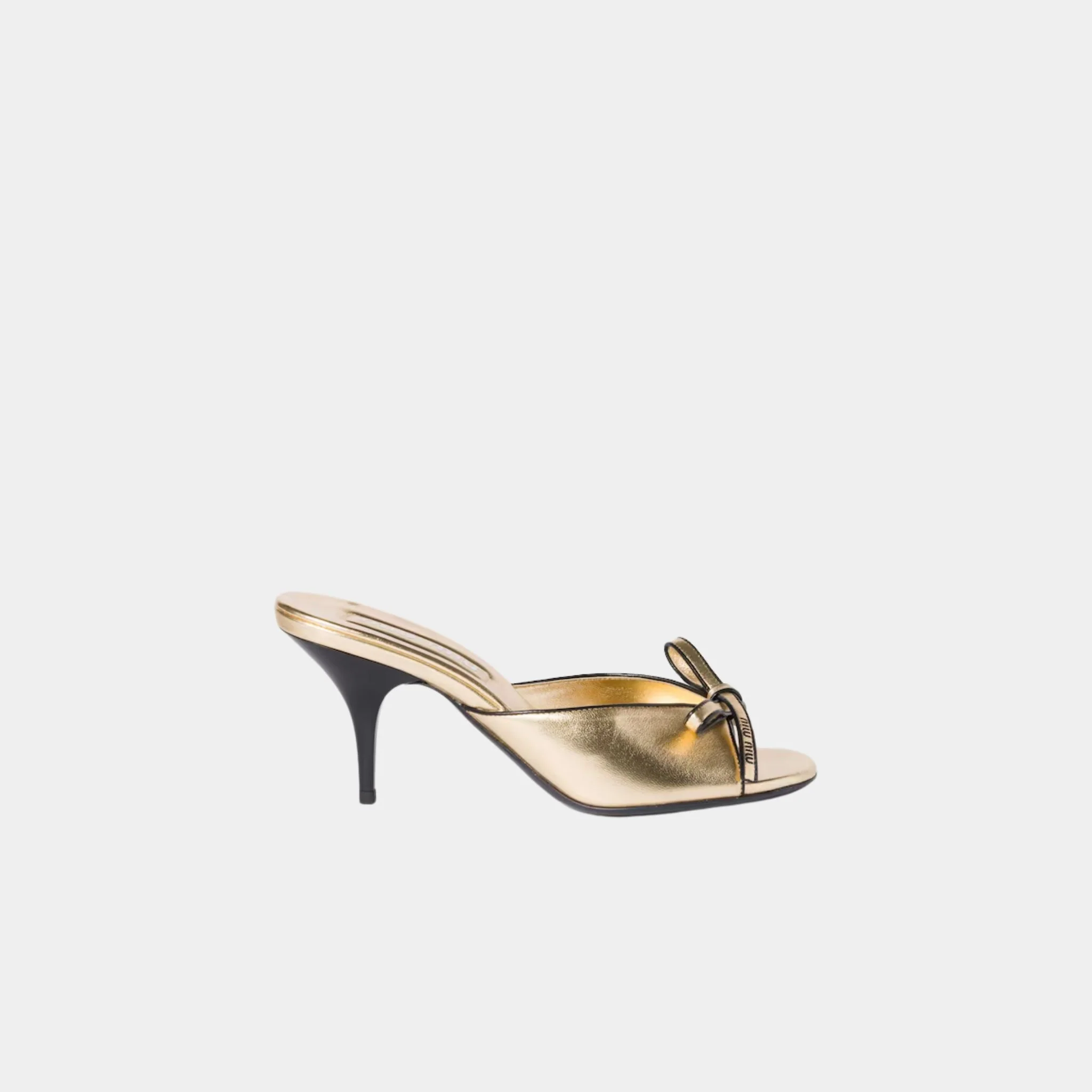 Mordoré Nappa Leather Heeled Sandals with Bow - Image 4