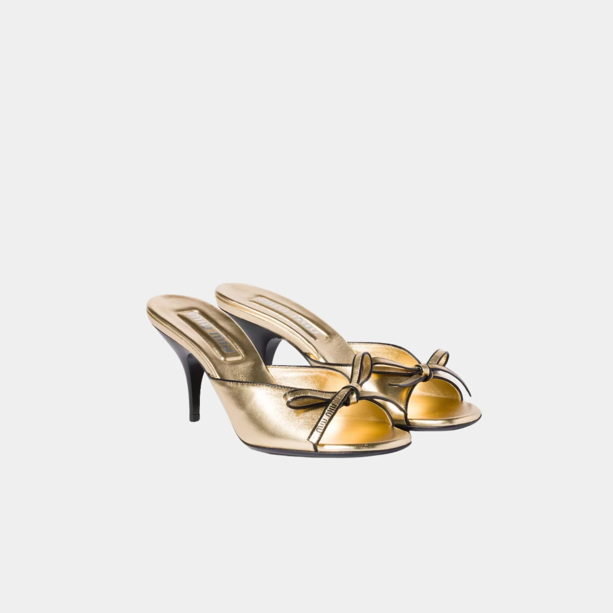 Mordoré Nappa Leather Heeled Sandals with Bow - Image 5