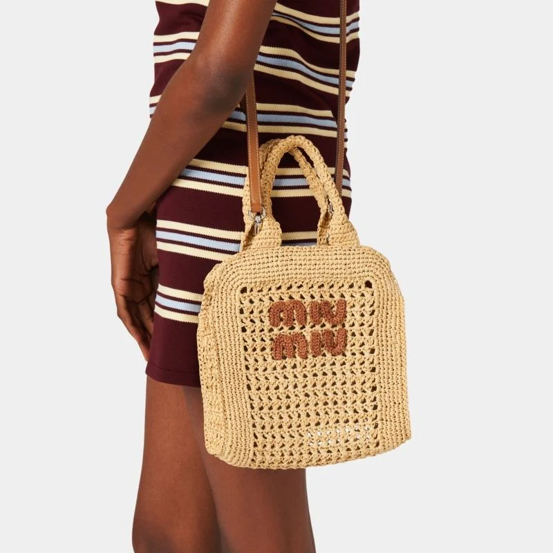 Raffia-Effect Crochet Fabric Tote Bag - Image 12