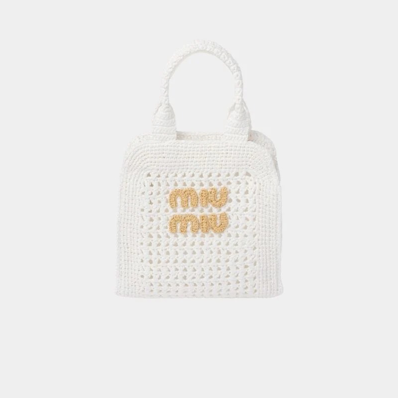 Raffia-Effect Crochet Fabric Tote Bag - Image 7