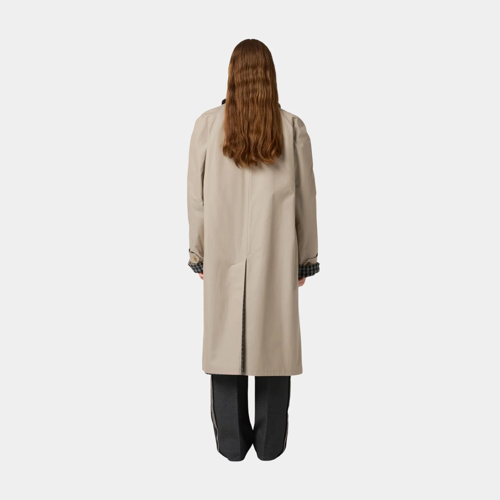 Reversible Twill and Check Trench Coat - Image 3