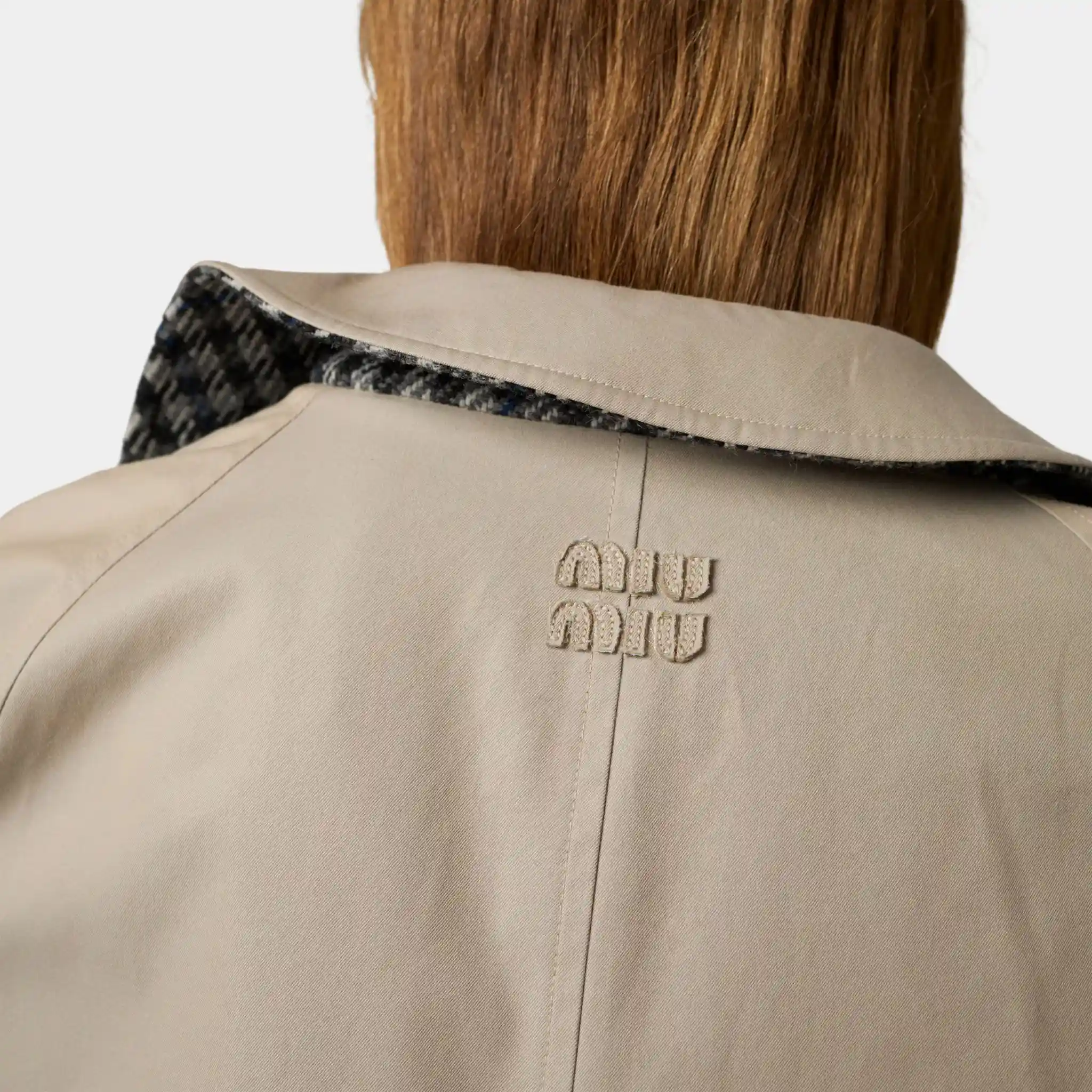 Reversible Twill and Check Trench Coat - Image 4