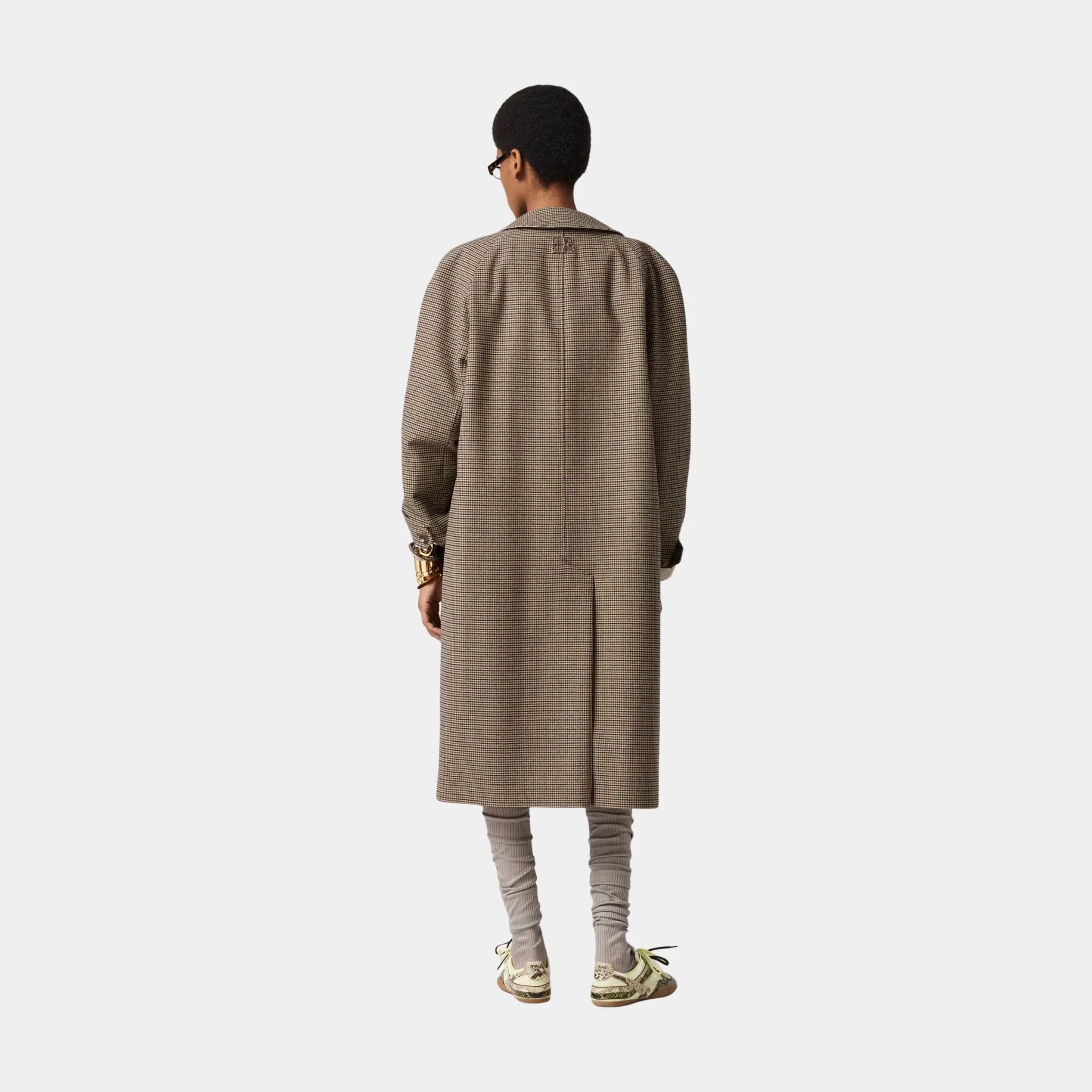 Reversible Twill and Houndstooth Check Trench Coat - Image 3