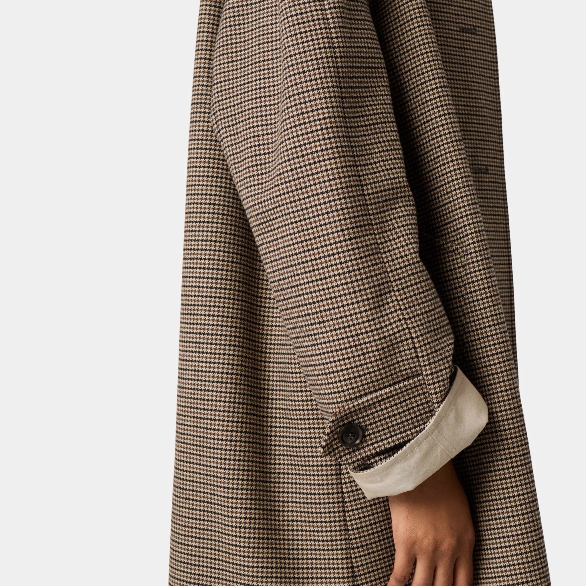 Reversible Twill and Houndstooth Check Trench Coat - Image 4