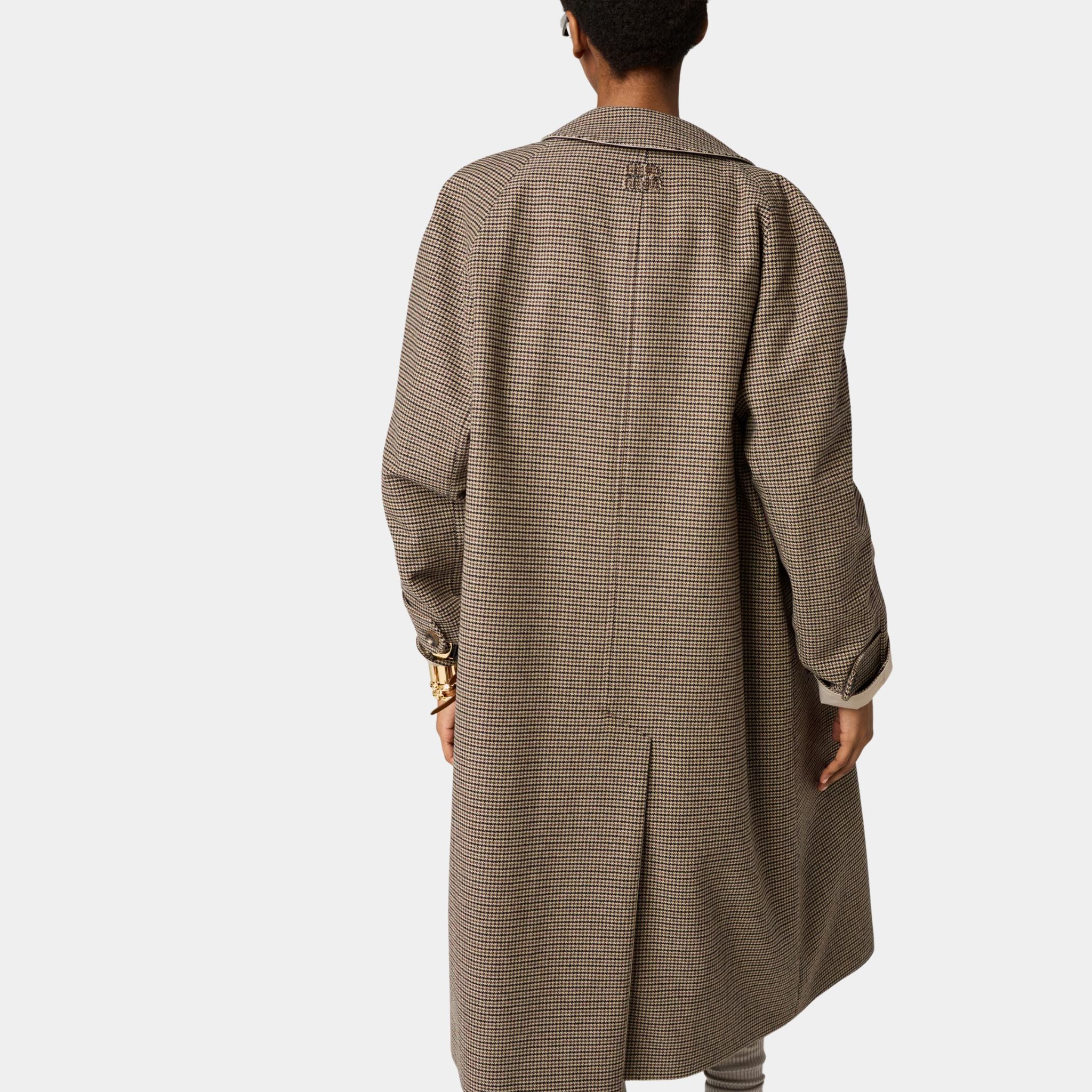Reversible Twill and Houndstooth Check Trench Coat - Image 5