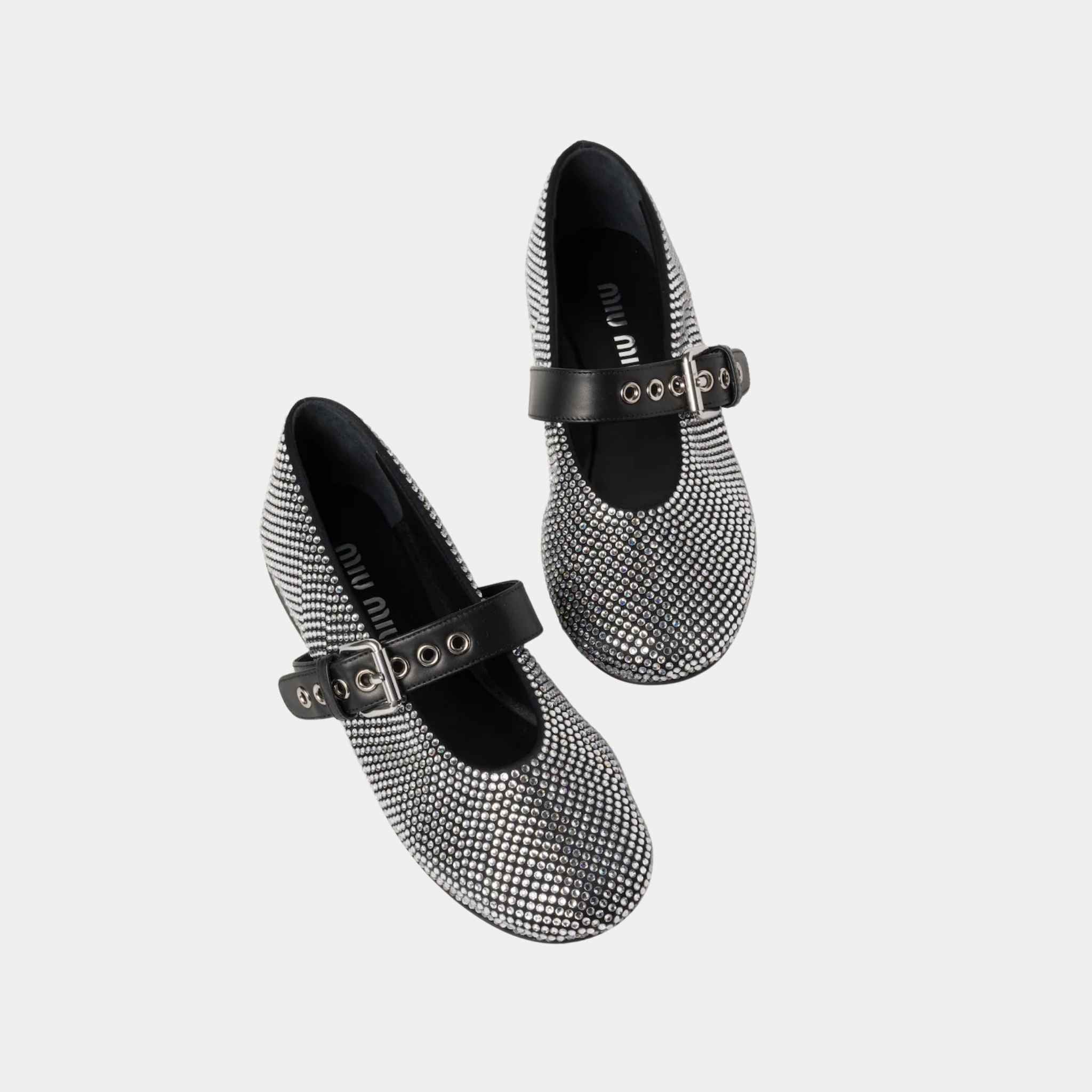 Satin Ballerinas With Artificial Crystals - Image 3