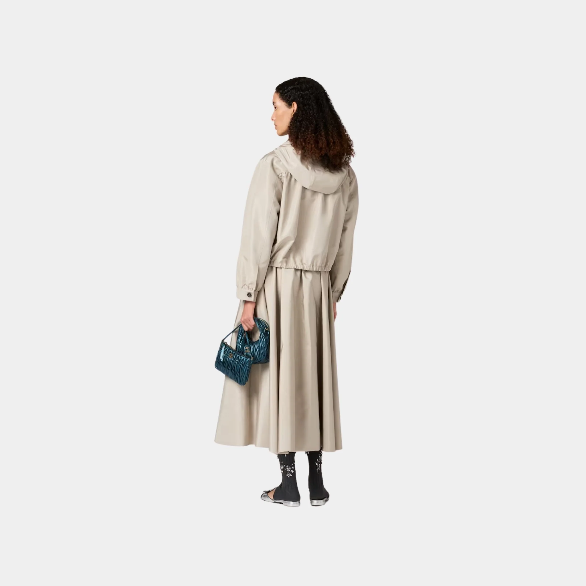 Silk Faille Blouson Jacket With Hood - Image 2