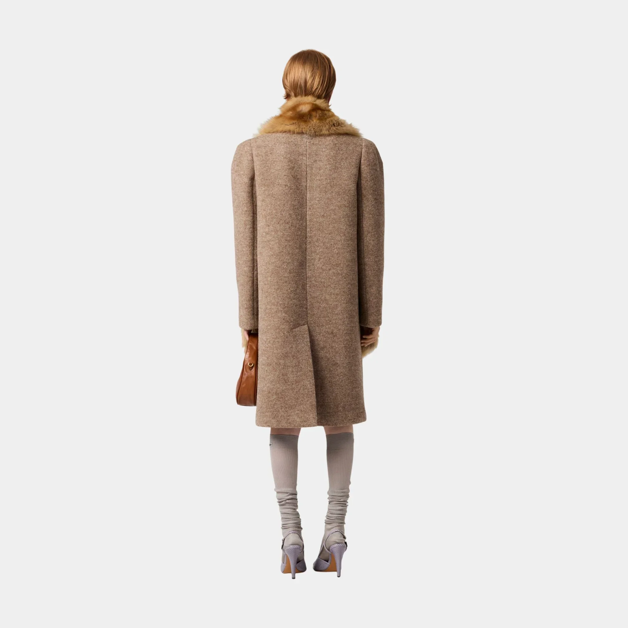 Single-breasted Shetland Wool Straight Fit Coat - Image 3