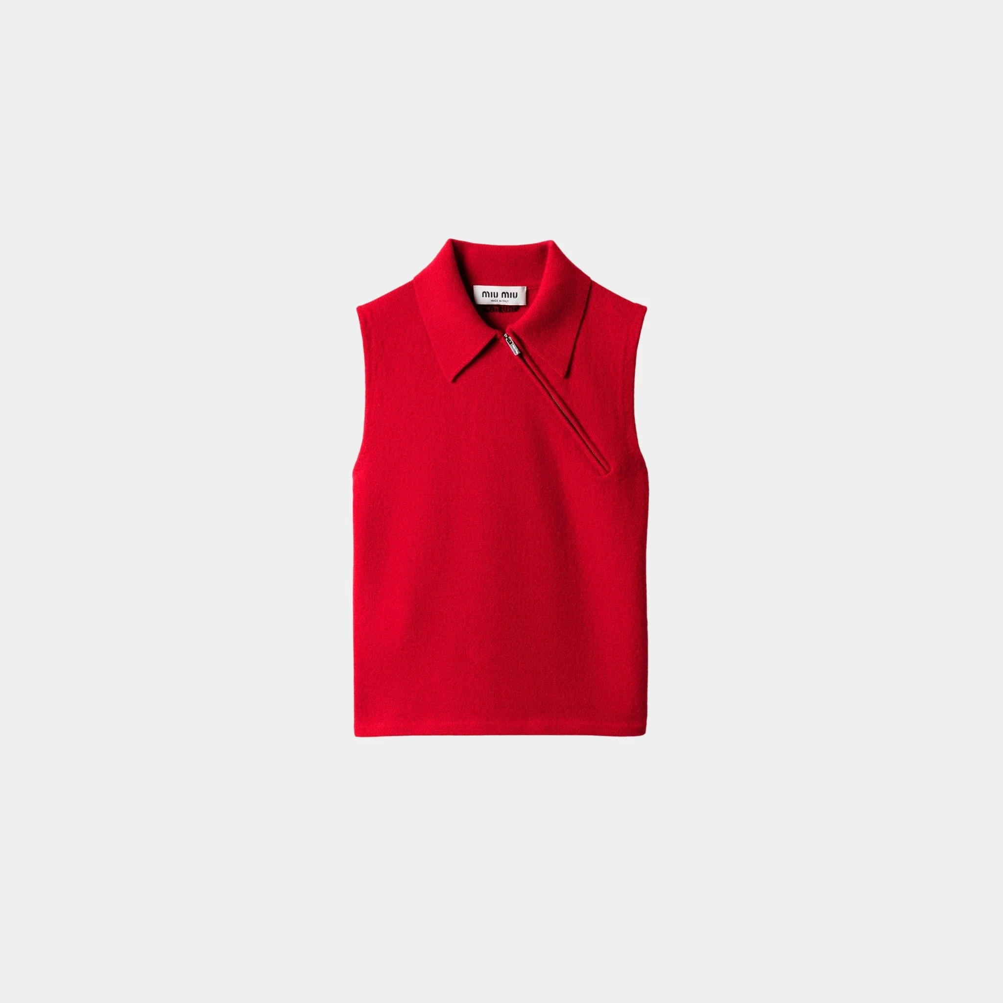 Sleeveless Cashmere Polo Shirt