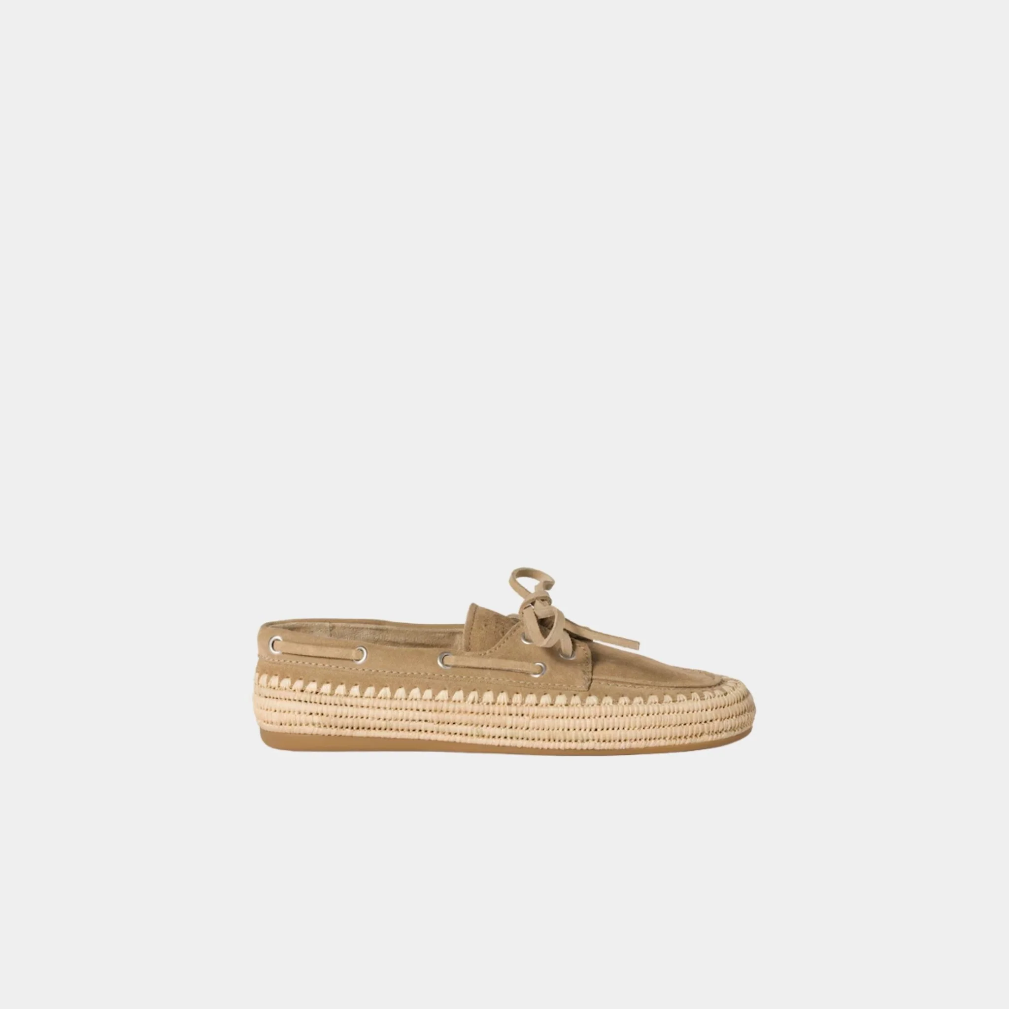 Suede and Raffia Boat Shoes - Image 2