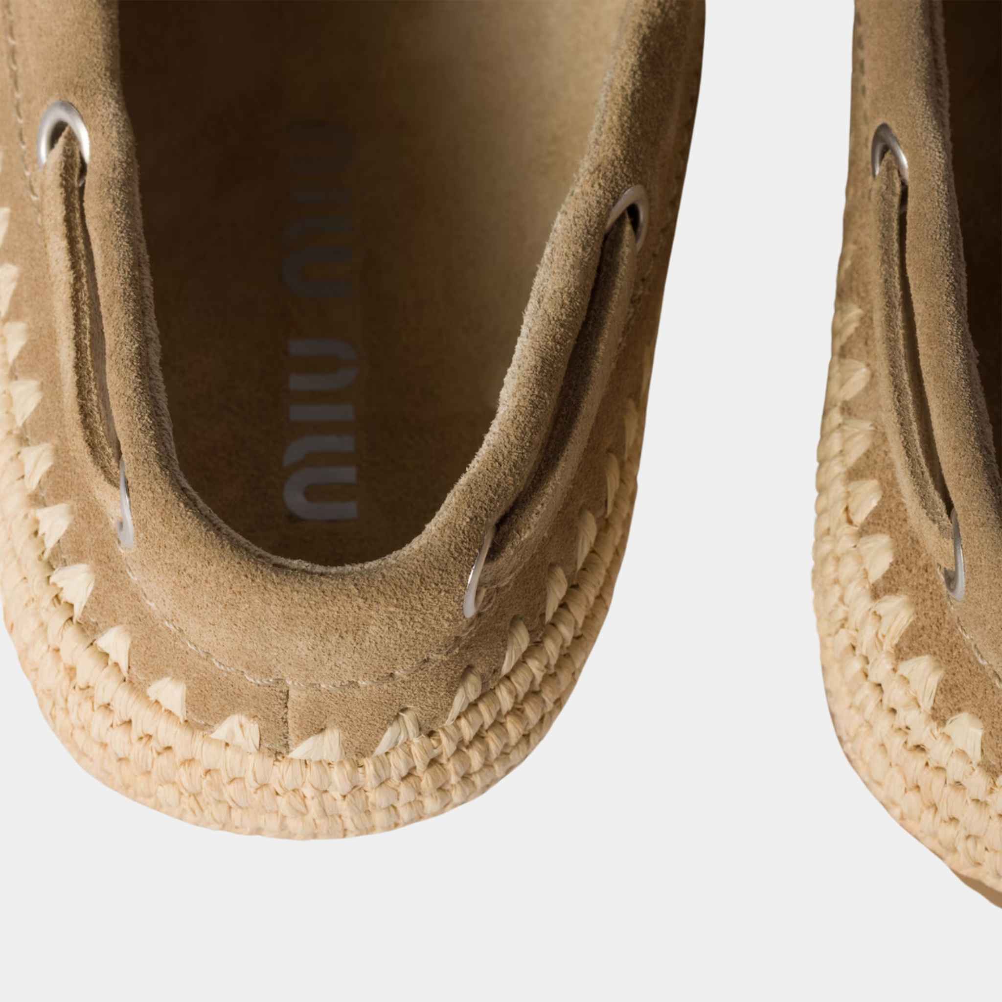 Suede and Raffia Boat Shoes - Image 3