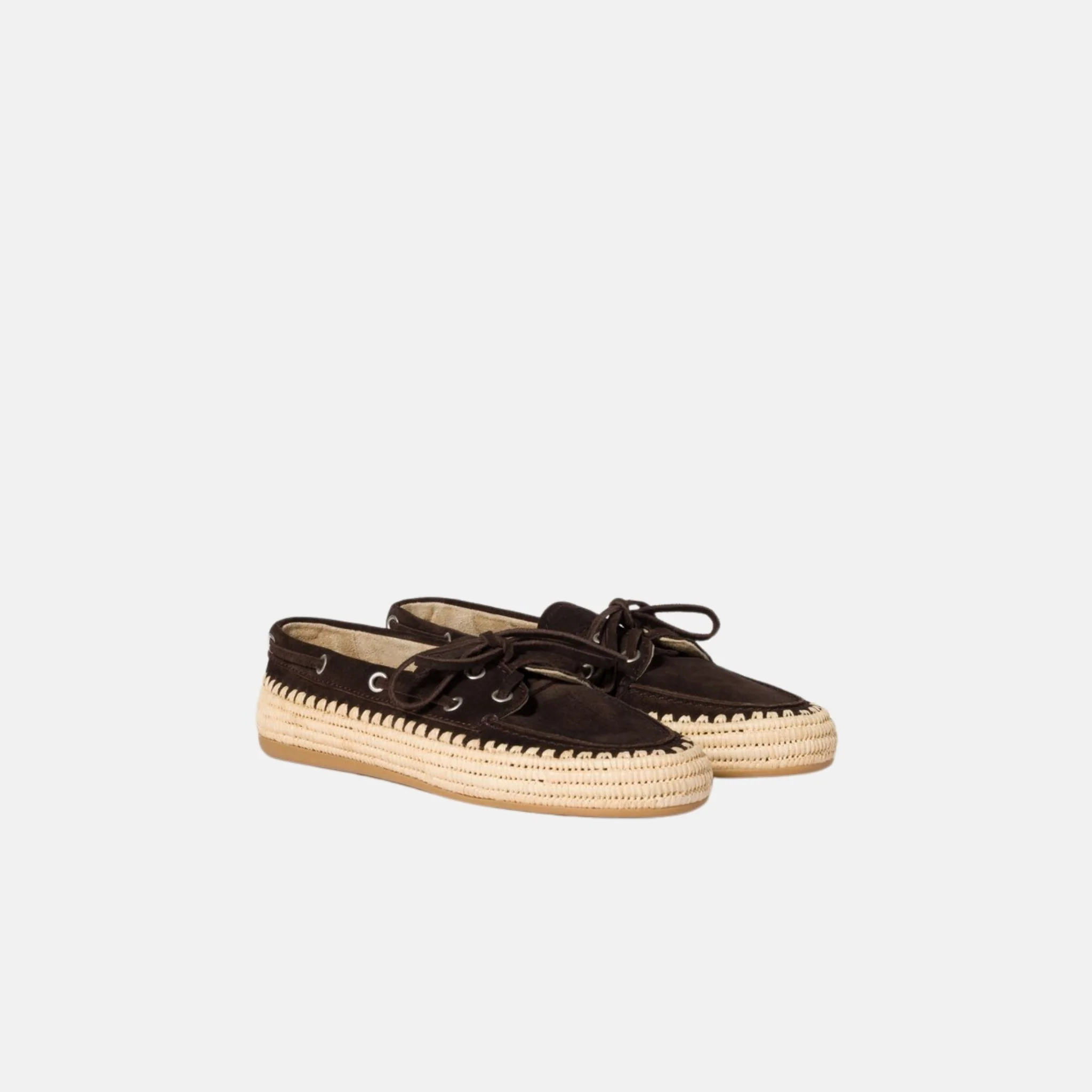 Suede and Raffia Boat Shoes - Image 4