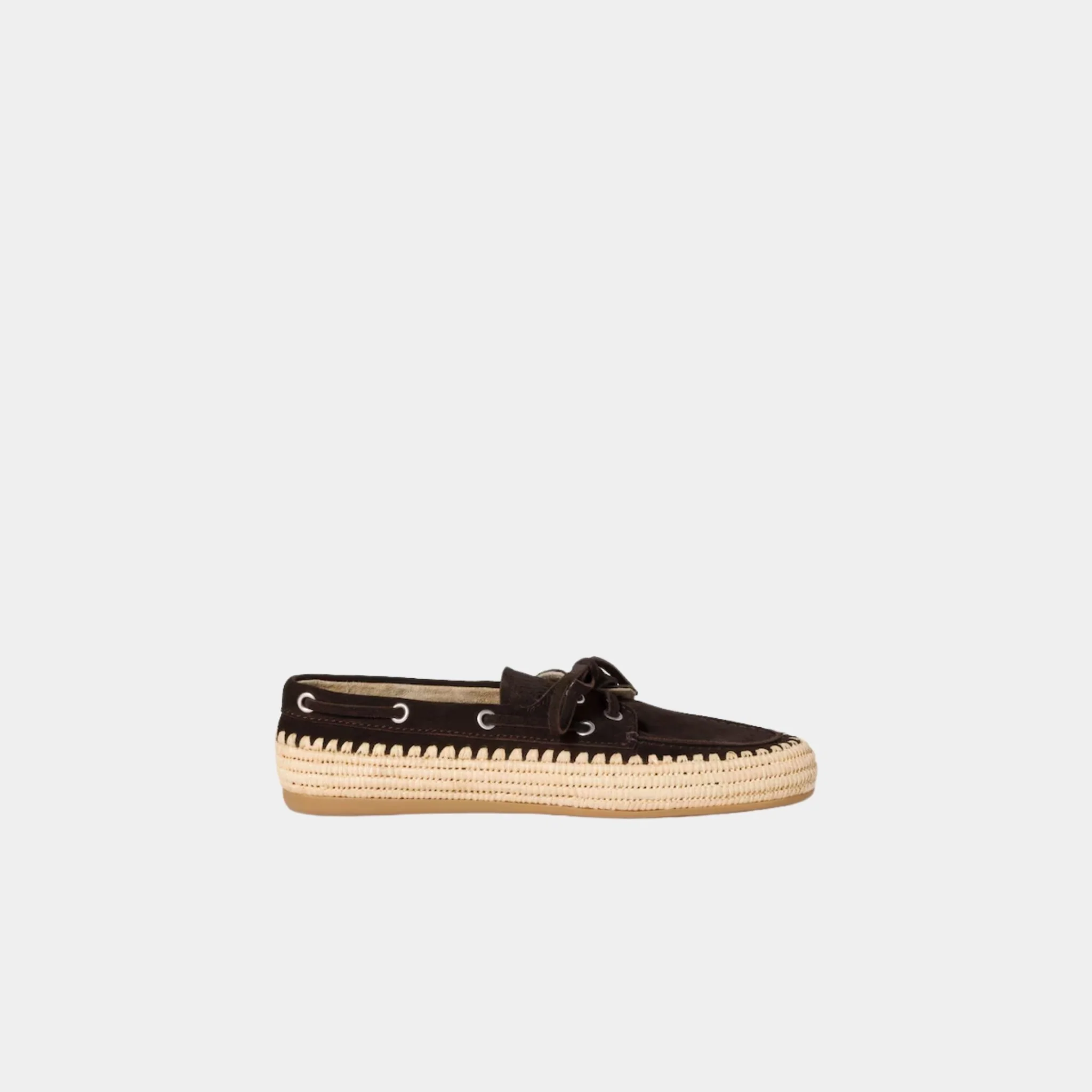 Suede and Raffia Boat Shoes - Image 5