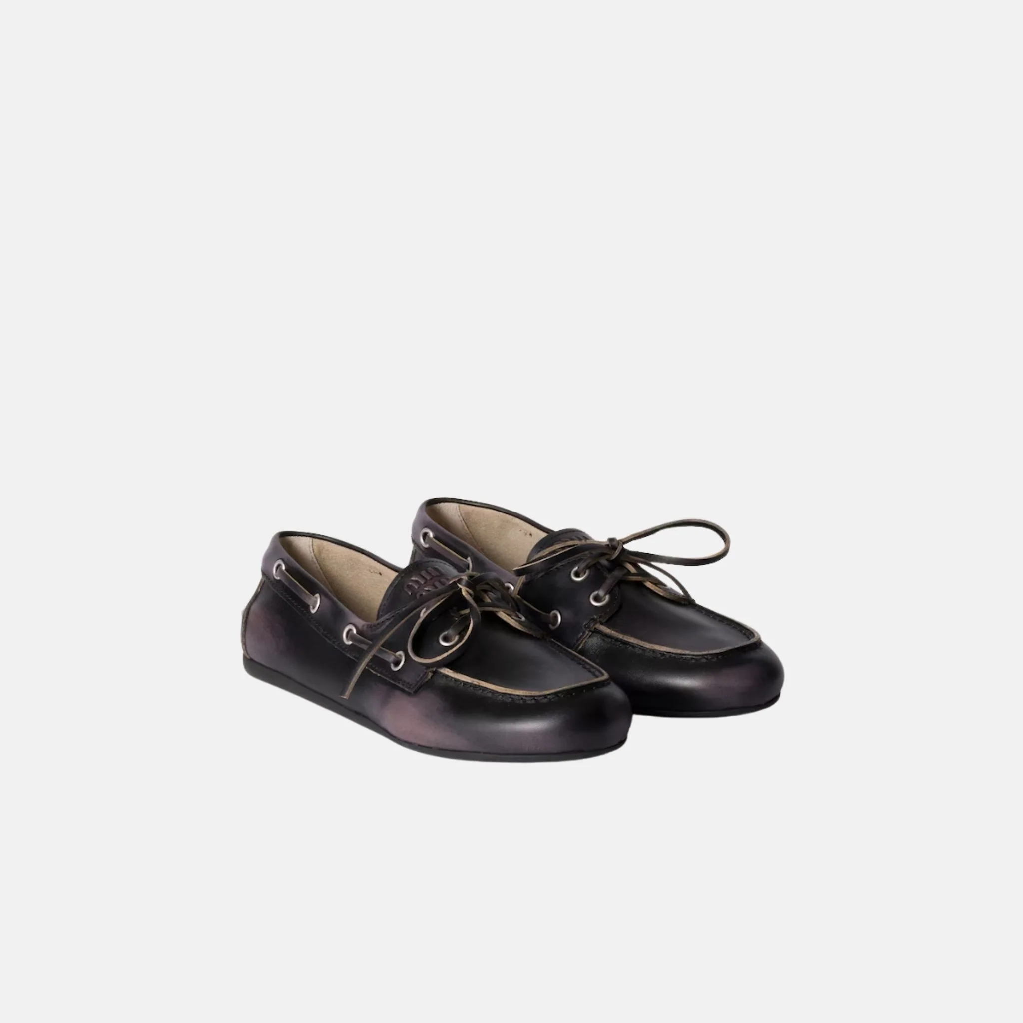 Unlined Bleached Leather Boat Shoes