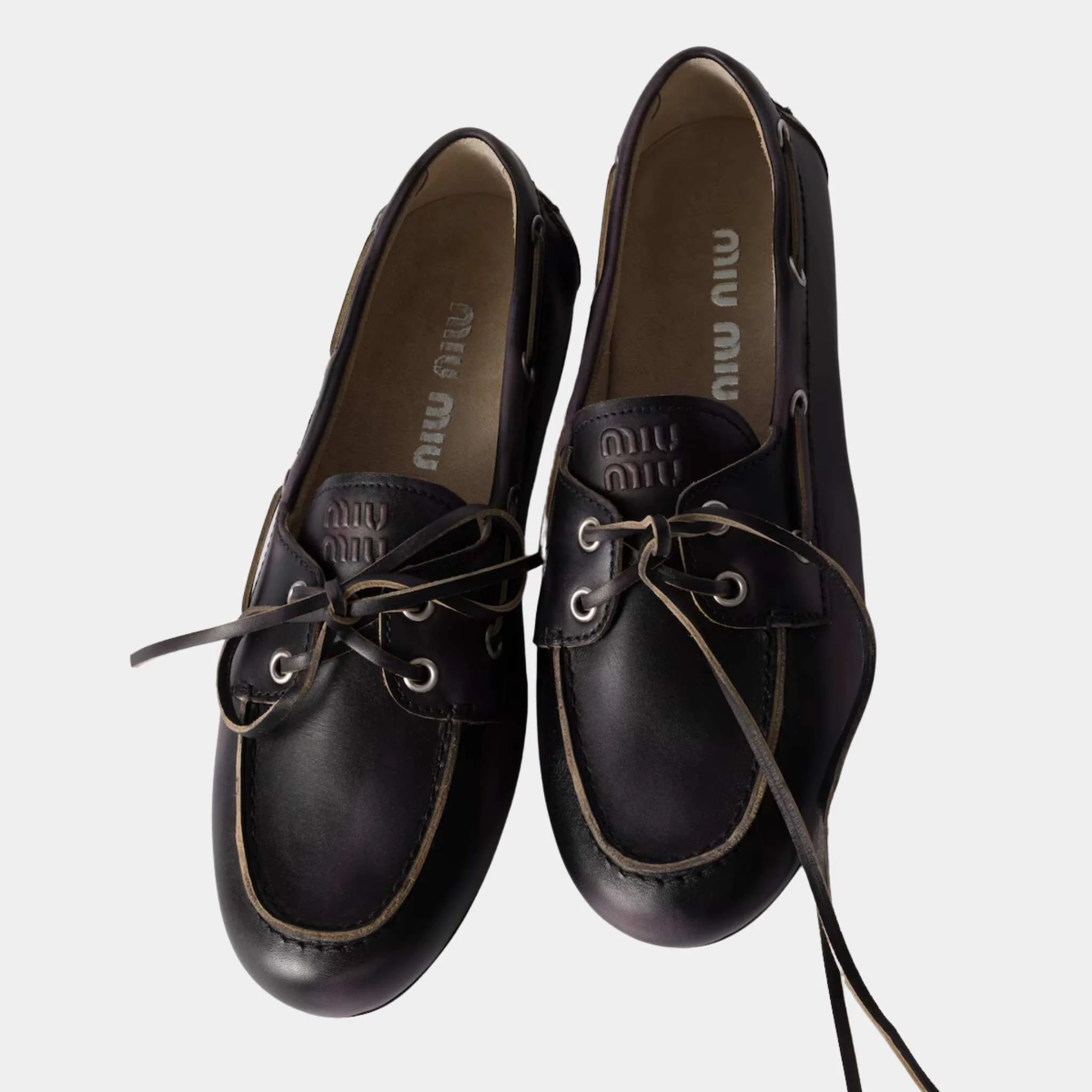 Unlined Bleached Leather Boat Shoes - Image 3
