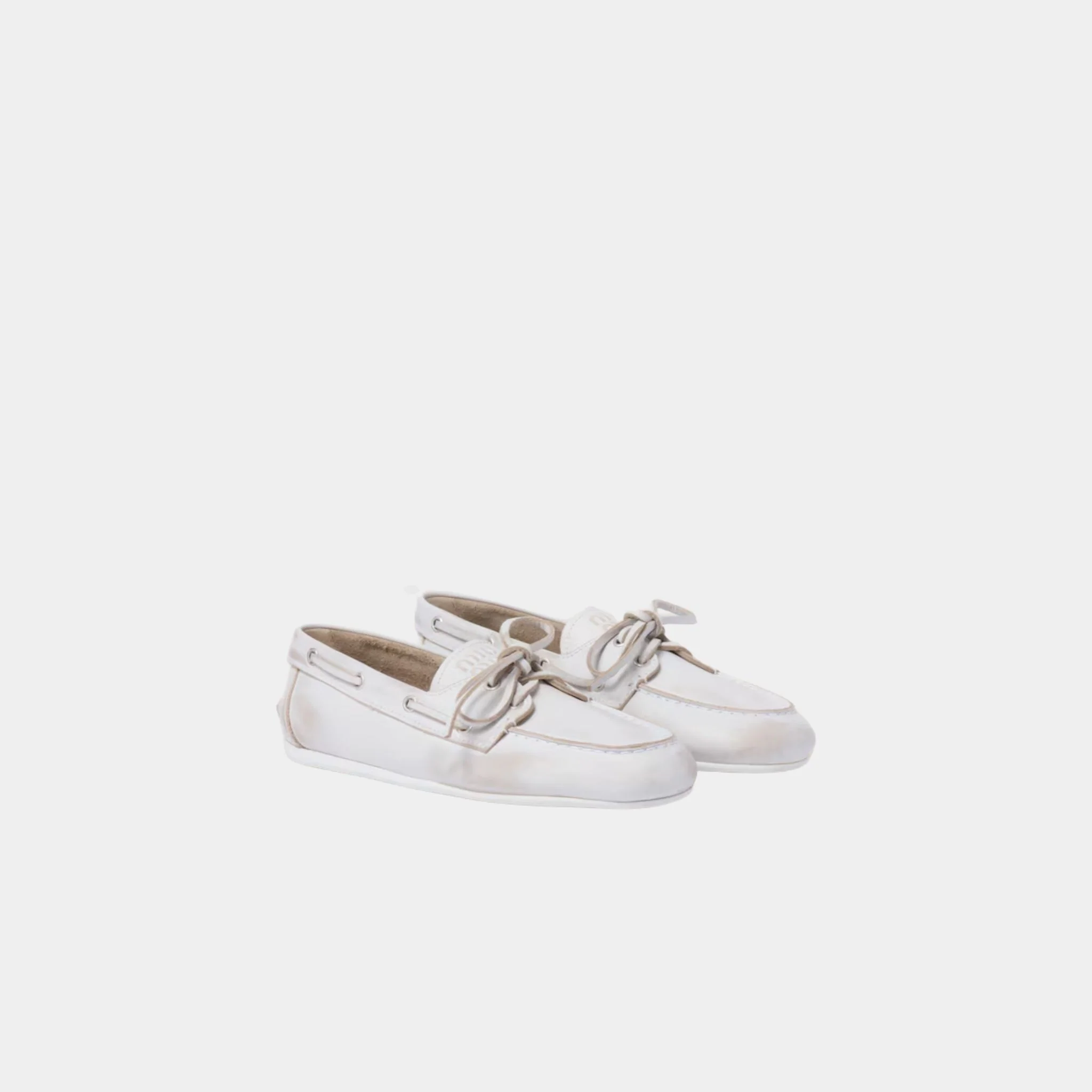 Unlined Bleached Leather Boat Shoes - Image 4