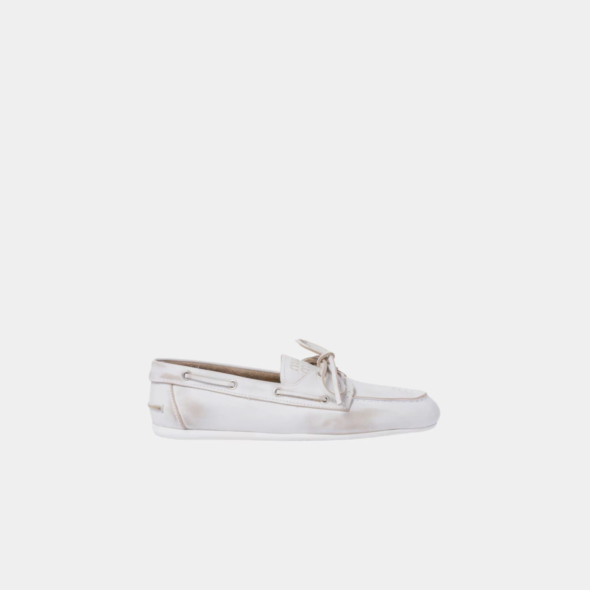 Unlined Bleached Leather Boat Shoes - Image 5